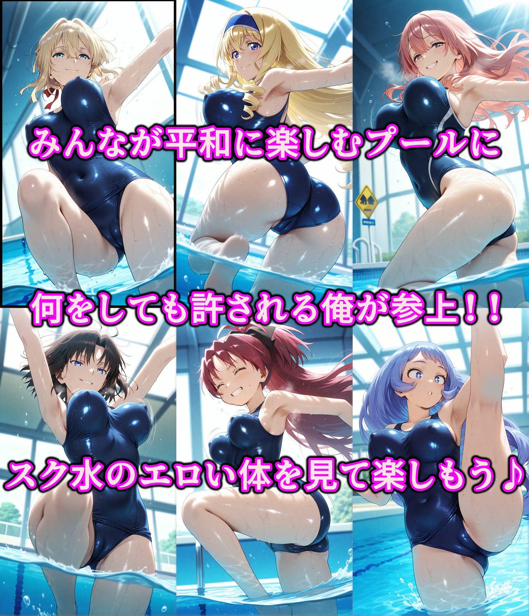 ヤりたい女を好き放題 俺が何をしても許されるエロい世界 好きな場所でスケベ三昧やり放題！！ Vol.2 プールの中でスク水女子と戯れる サンプル2ページ目