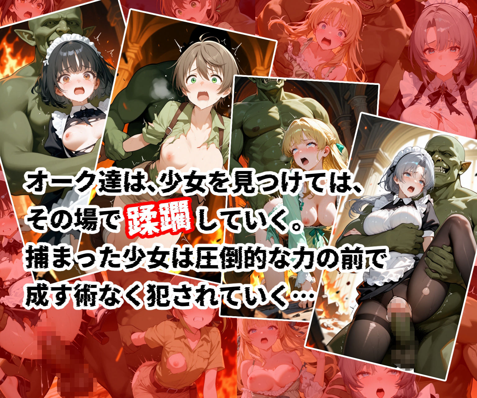 苗床捕獲-蹂躙- オークの襲来！蹂躙されて苗床となった館の少女たち サンプル3ページ目