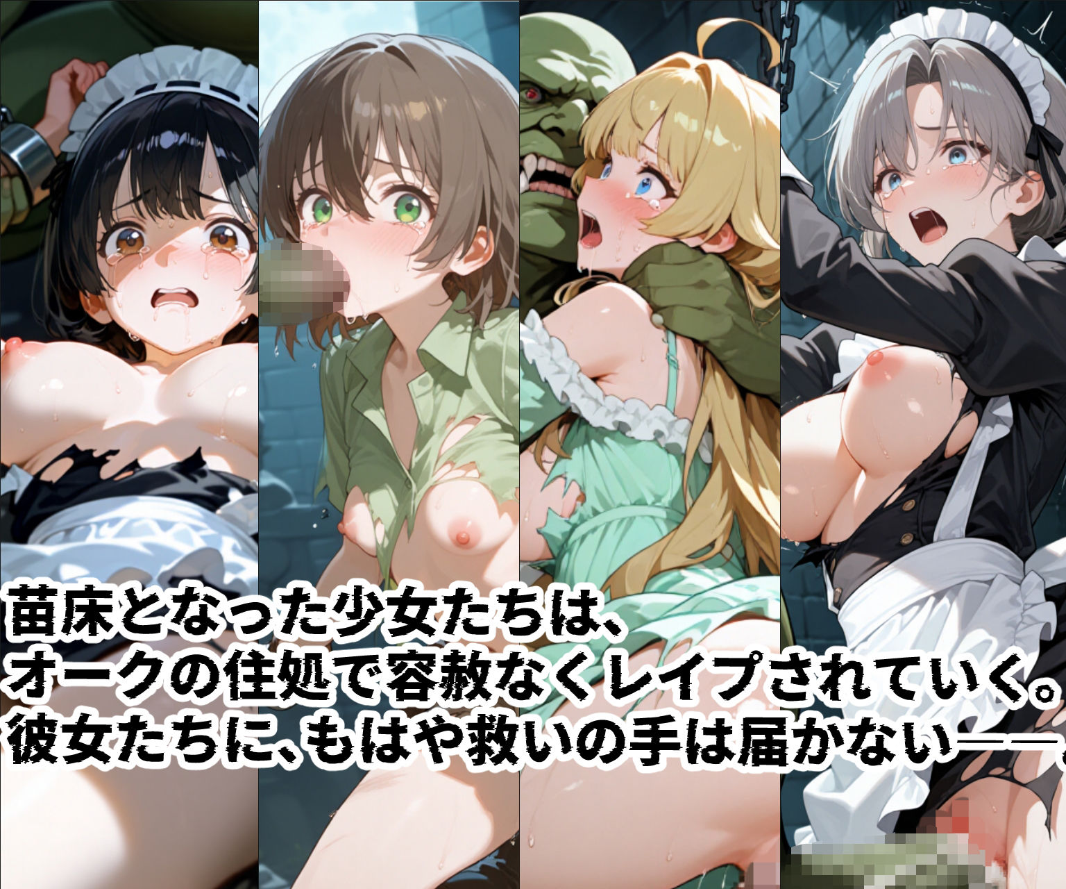 苗床捕獲-蹂躙- オークの襲来！蹂躙されて苗床となった館の少女たち サンプル8ページ目