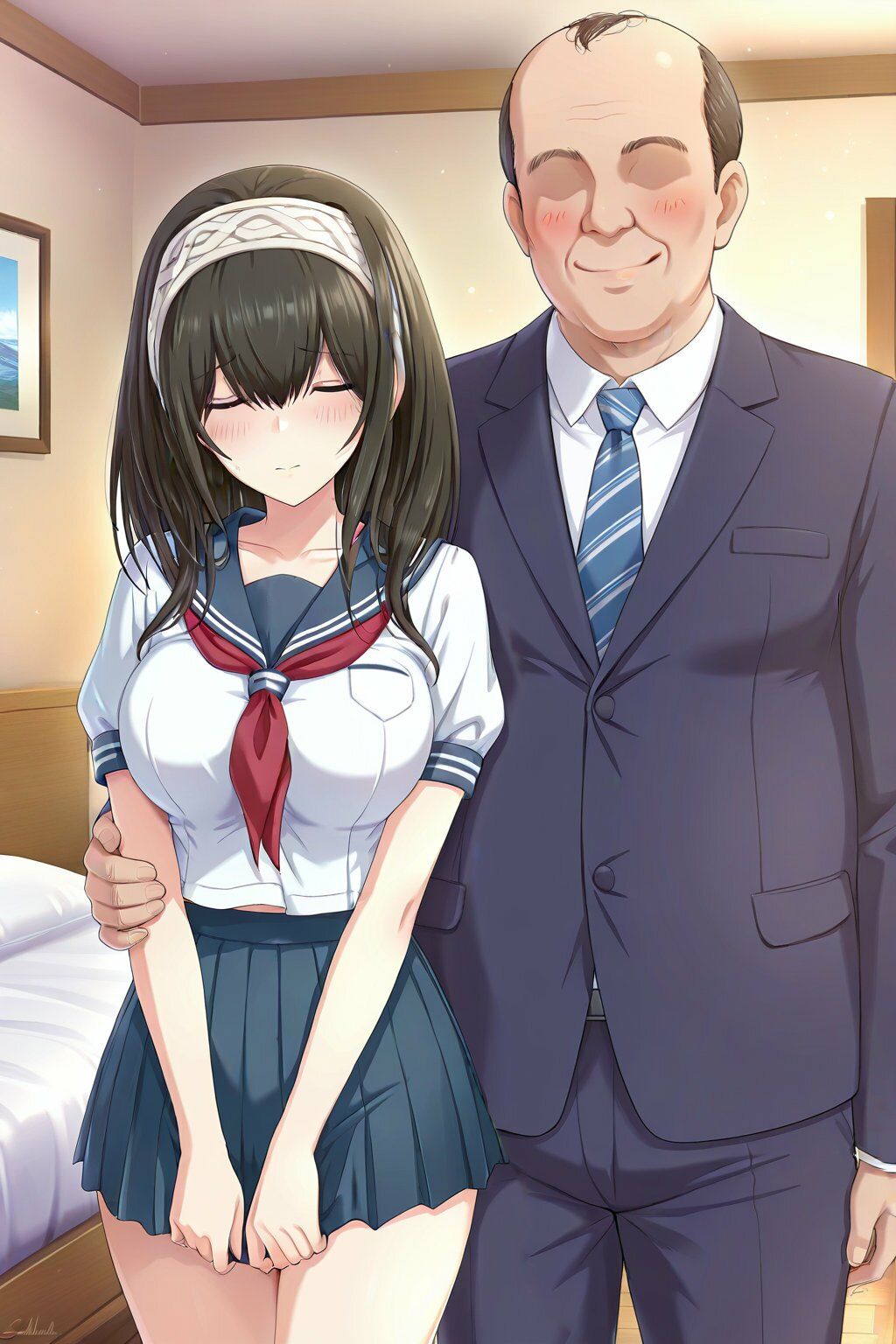 鷺●文香 セーラー服でキモおじ接待 サンプル3ページ目