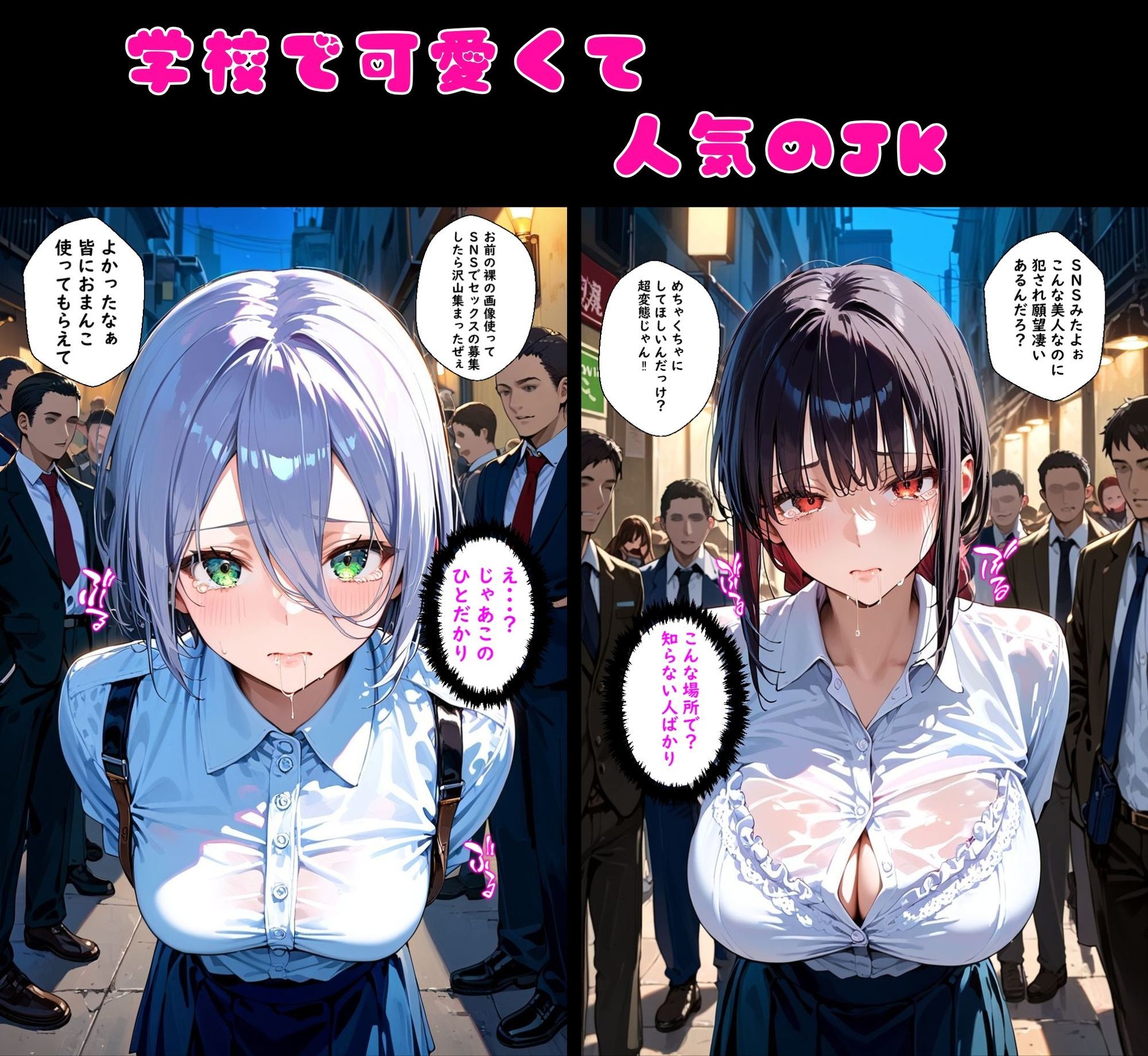 2人の狙われたJK 性奴●化計画【路地裏編】（真白・黒羽） サンプル2ページ目
