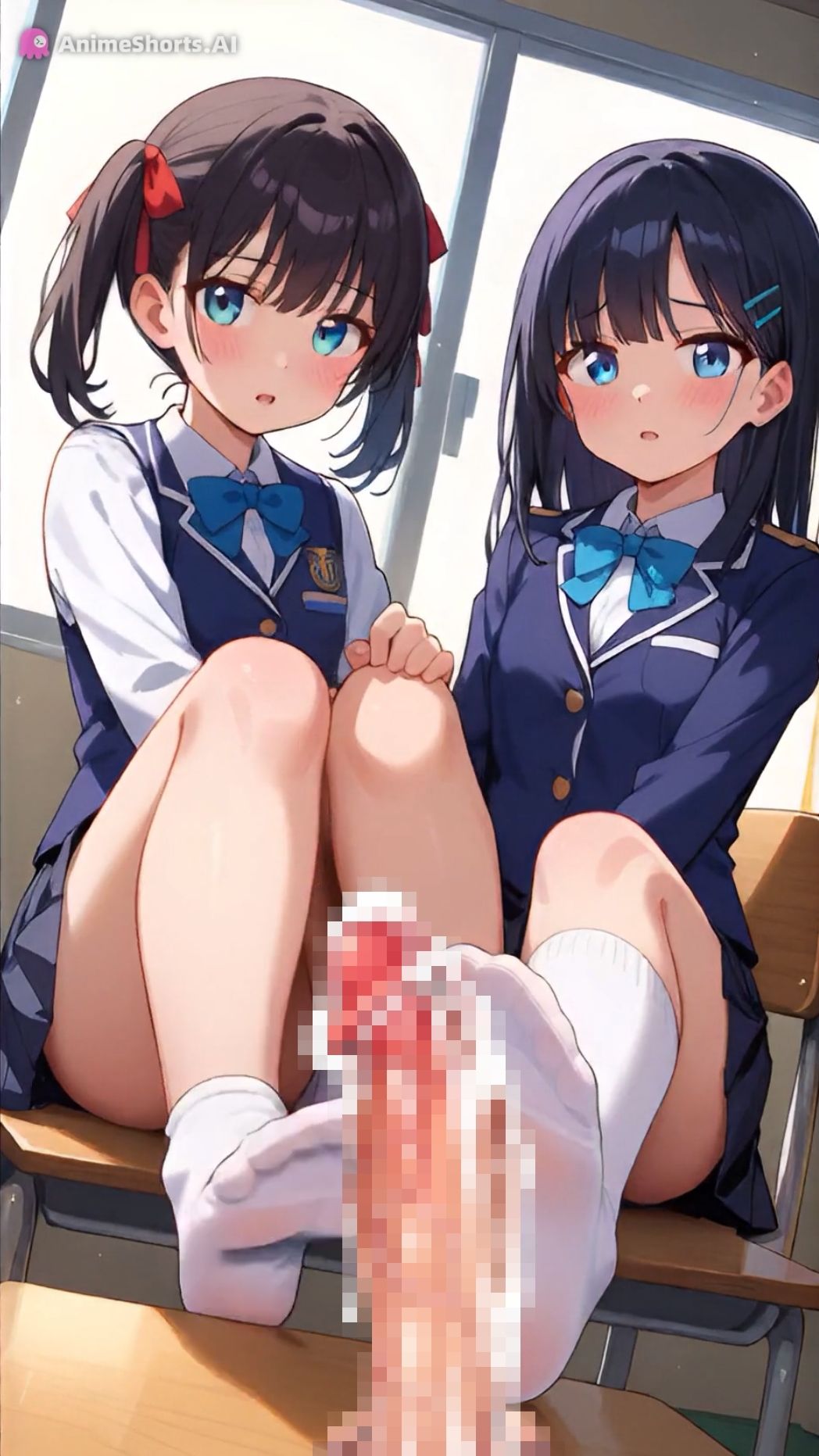 【イラスト83枚】【おまけアニメ6分40秒】足コキでオナサポ！学園祭でミニスカ制服の足コキ専門店！太もも、足の裏、靴下、素脚、パンチラ・・・ サンプル5ページ目