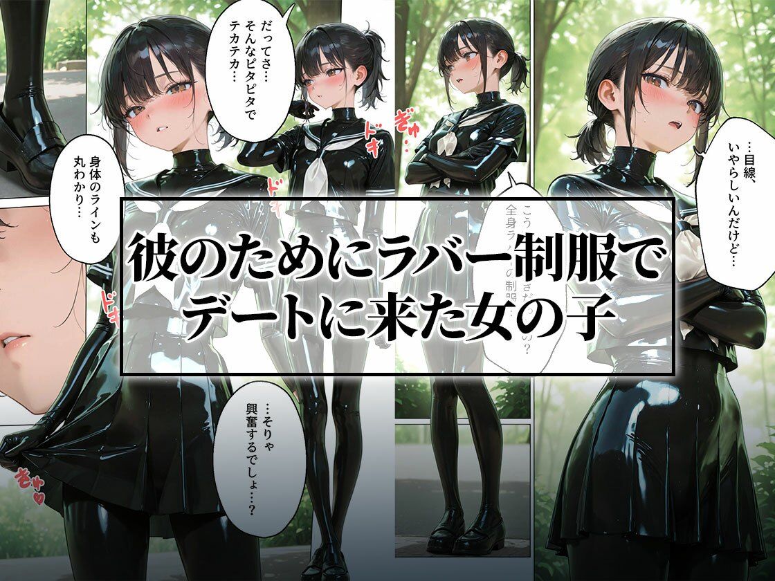 ラバー制服の彼女と野外セックス｜護謨学院 サンプル2ページ目