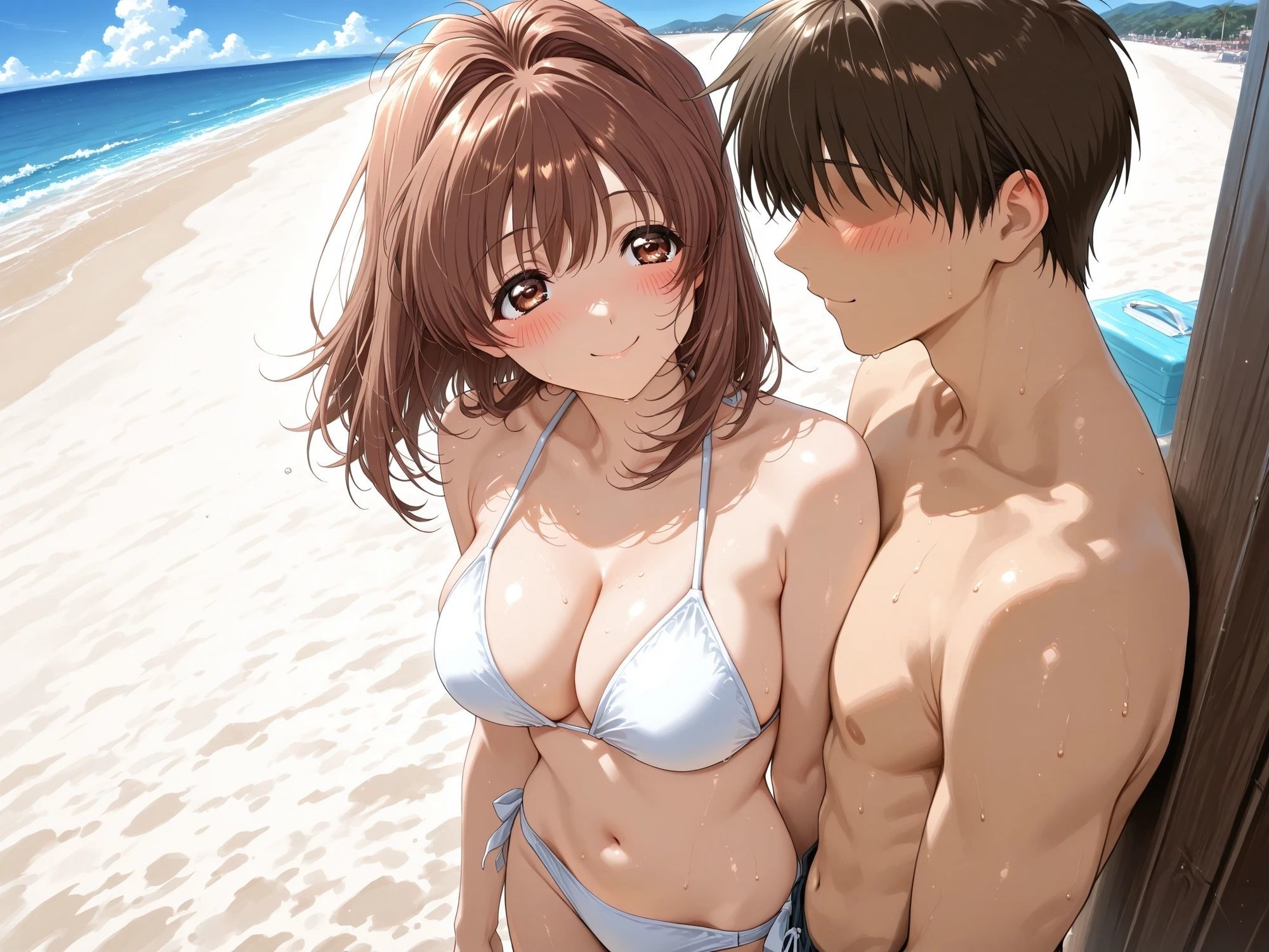 AIイラストCG集117 L〇VERS 恋に〇ちたら 河〇理恵（海水浴編） サンプル5ページ目