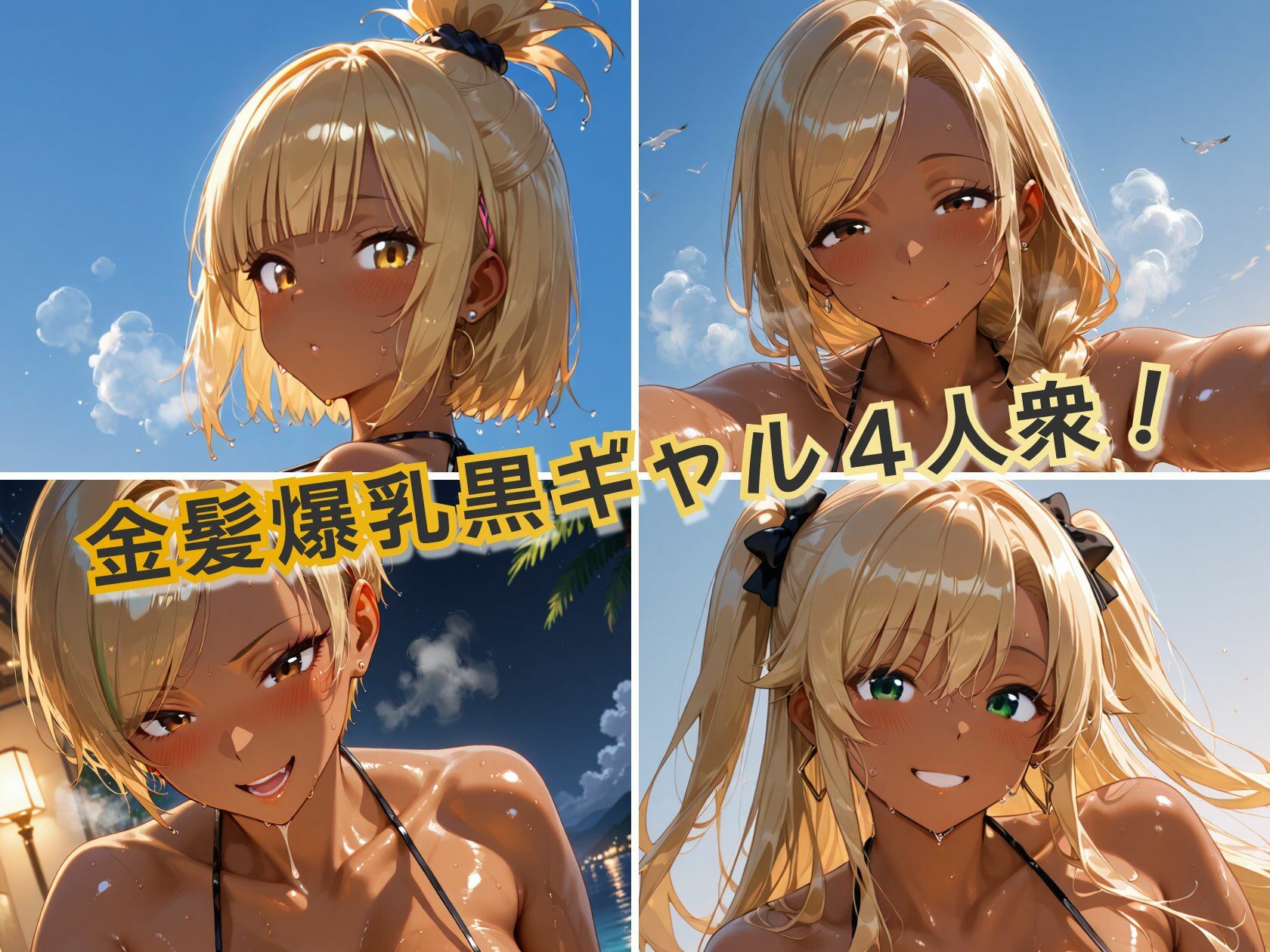 金髪黒ギャル4人組 黒ビキニイキ狂いparty サンプル1ページ目