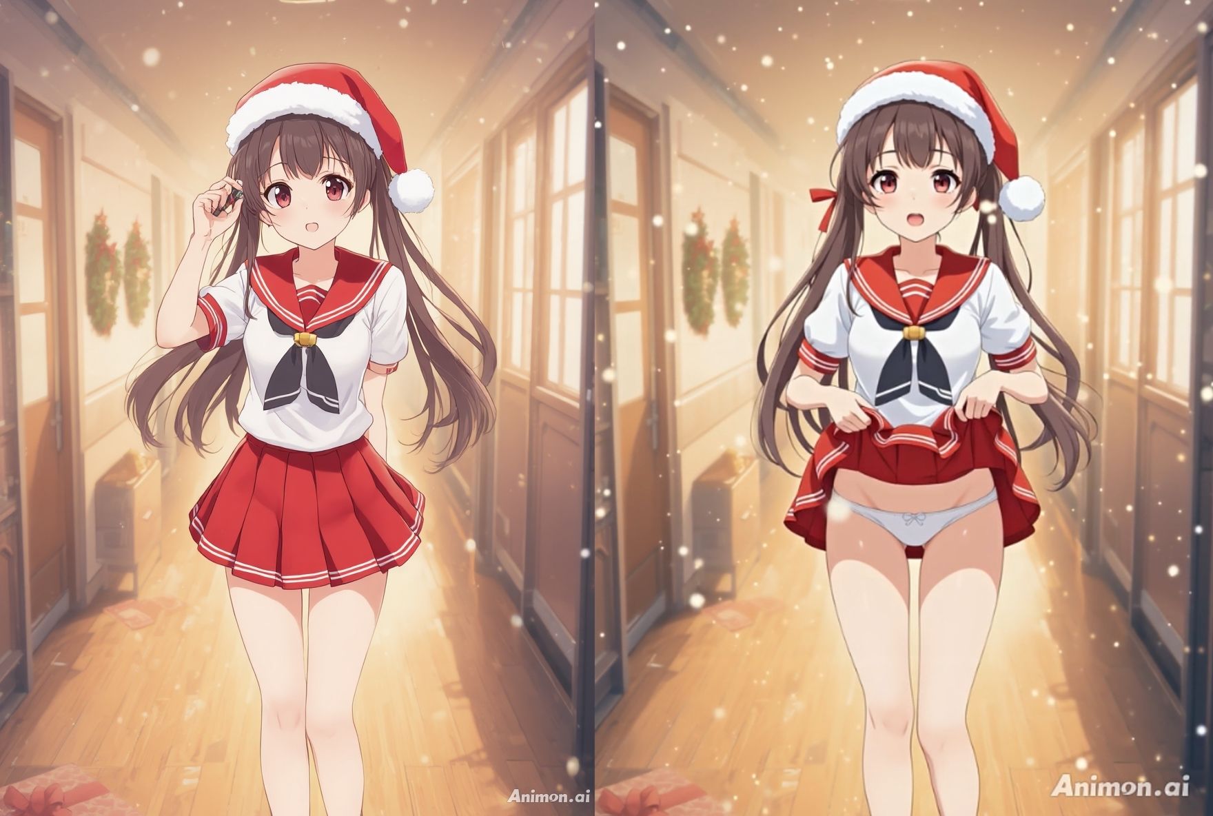 【アニメ49分】冬にひたすらミニスカめくって生パンツ！ミニスカートの制服を着た女の子300人以上がパンティーを見せてくれる、妄想の世界での雪が舞う冬景色！ふわふわな雪色の純白ショーツやトランクスから、紺色ブルマやスパッツっぽい下着まで！大胆な女の子から、ツンデレでなかなか見せてくれない女の子まで！現実の世界での街中では、絶対にこんなことをしないでくださいね！！ サンプル2ページ目