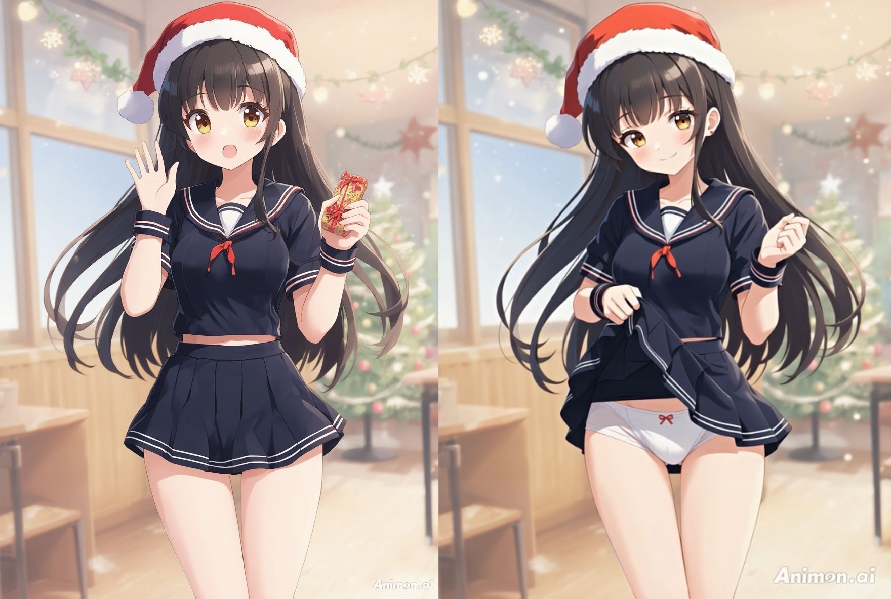 【アニメ49分】冬にひたすらミニスカめくって生パンツ！ミニスカートの制服を着た女の子300人以上がパンティーを見せてくれる、妄想の世界での雪が舞う冬景色！ふわふわな雪色の純白ショーツやトランクスから、紺色ブルマやスパッツっぽい下着まで！大胆な女の子から、ツンデレでなかなか見せてくれない女の子まで！現実の世界での街中では、絶対にこんなことをしないでくださいね！！ サンプル4ページ目