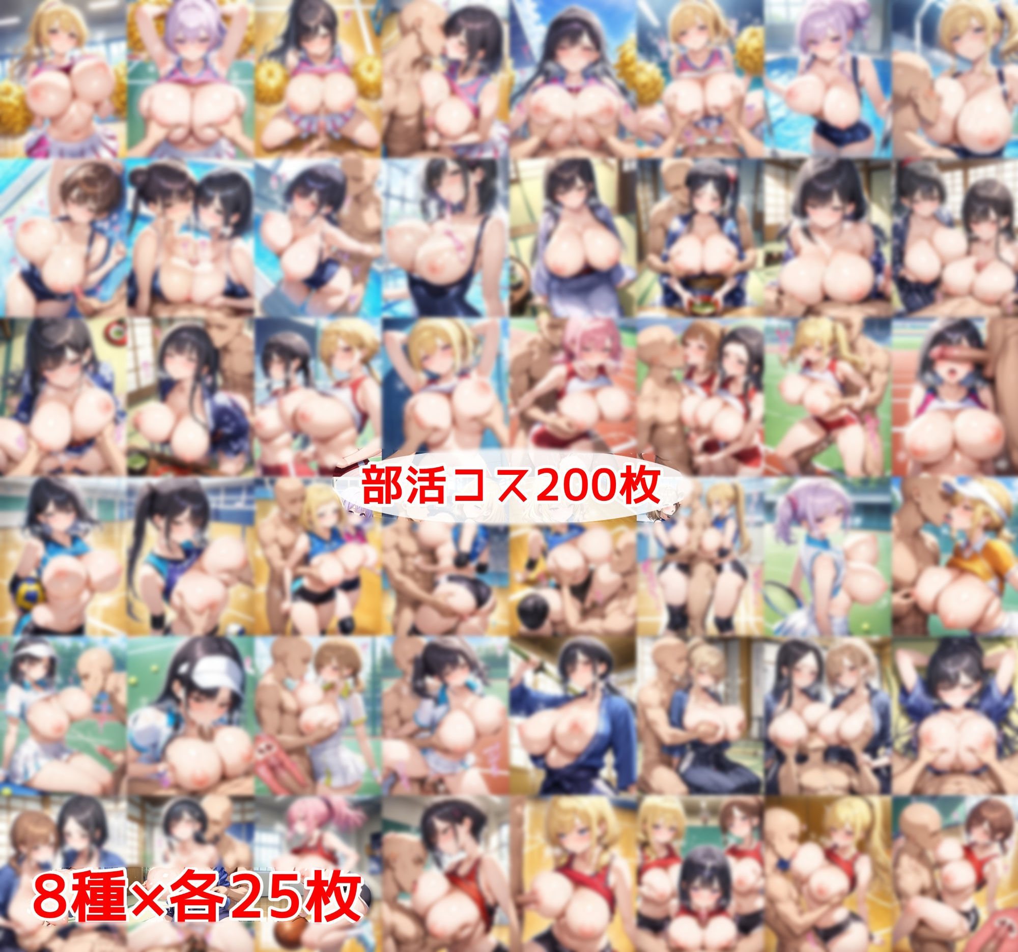 おっぱい丸出し女学園〜おっぱい丸出しの爆乳JK達にセクハラしたり、 ぶっかけたり、チ〇ポのお世話してもらうイラスト集〜 サンプル3ページ目