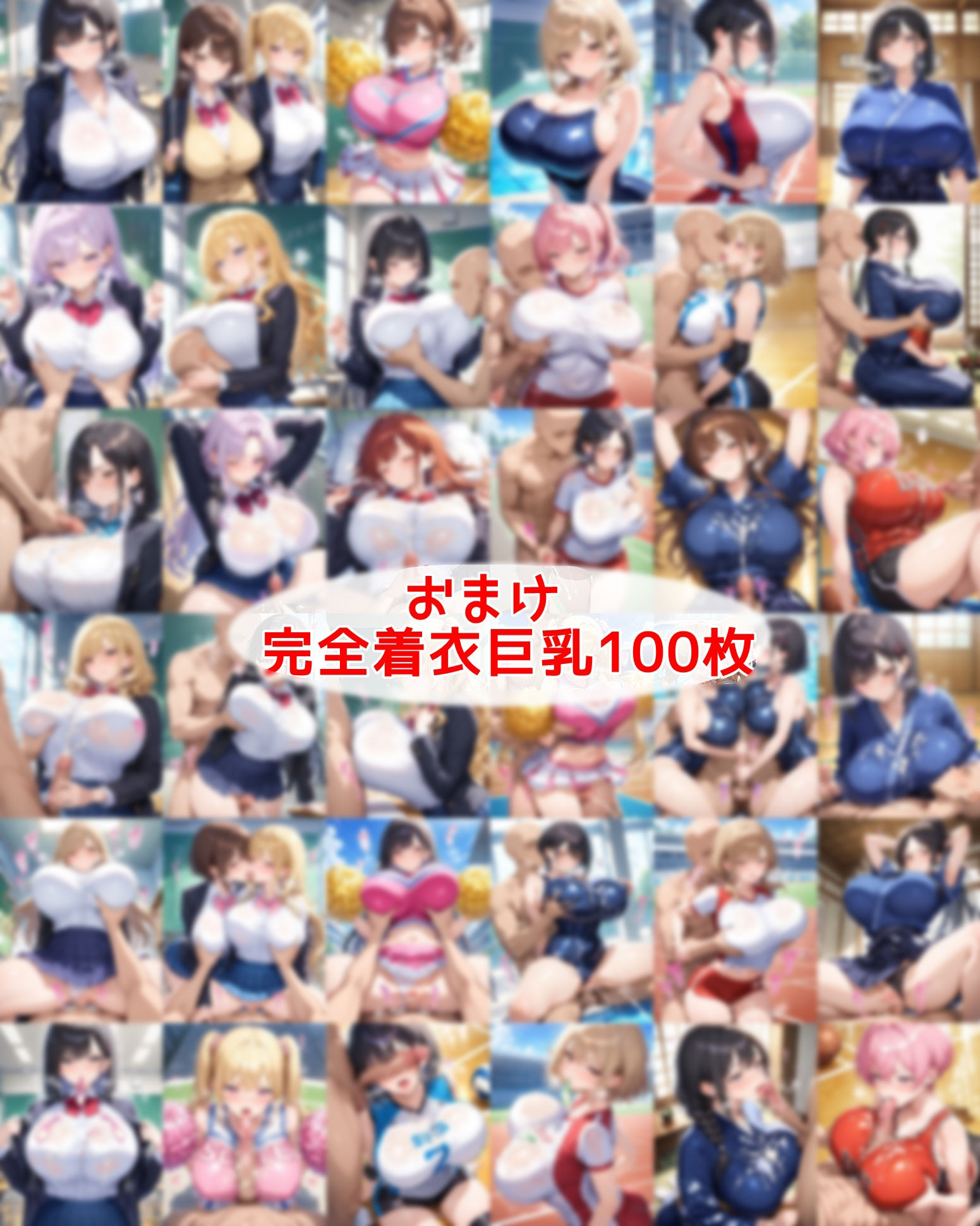おっぱい丸出し女学園〜おっぱい丸出しの爆乳JK達にセクハラしたり、 ぶっかけたり、チ〇ポのお世話してもらうイラスト集〜 サンプル4ページ目