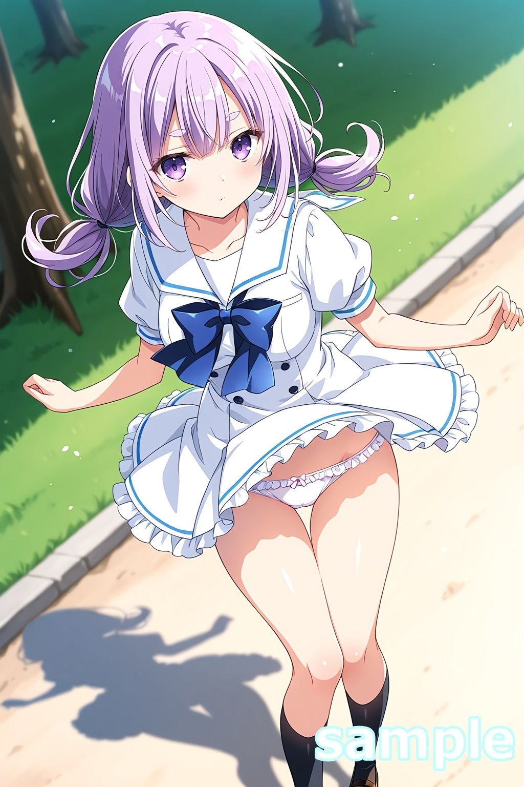 おパンツ拝見イラスト集 〜セーラー服女子校生・風のいたずら編〜 サンプル9ページ目