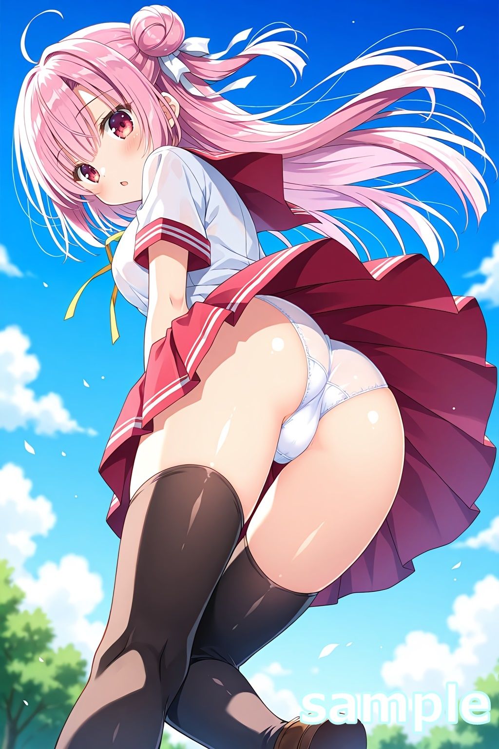 おパンツ拝見イラスト集 〜セーラー服女子校生・風のいたずら編〜 サンプル10ページ目