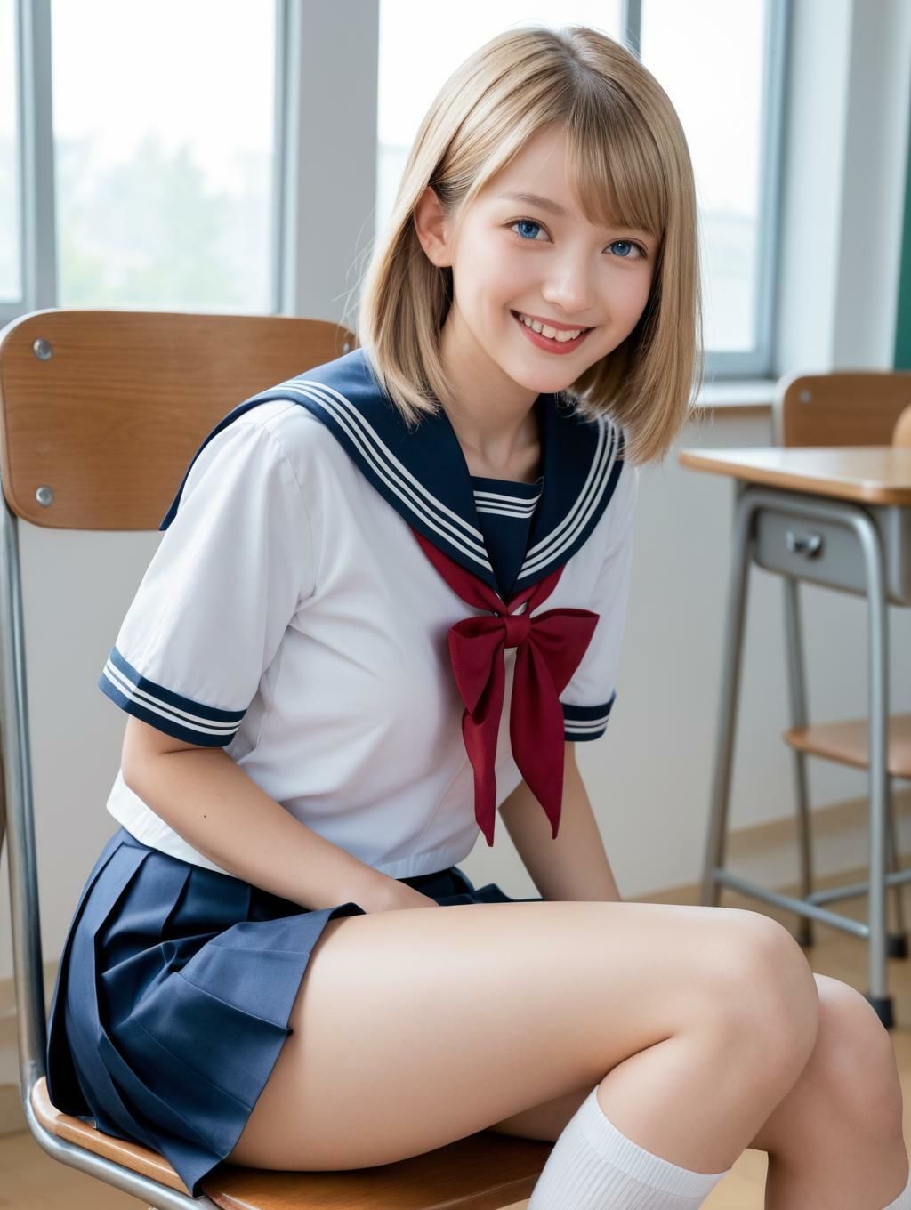 金髪セーラー服（268枚）【実写系AI超リアルCG集EX】 サンプル1ページ目