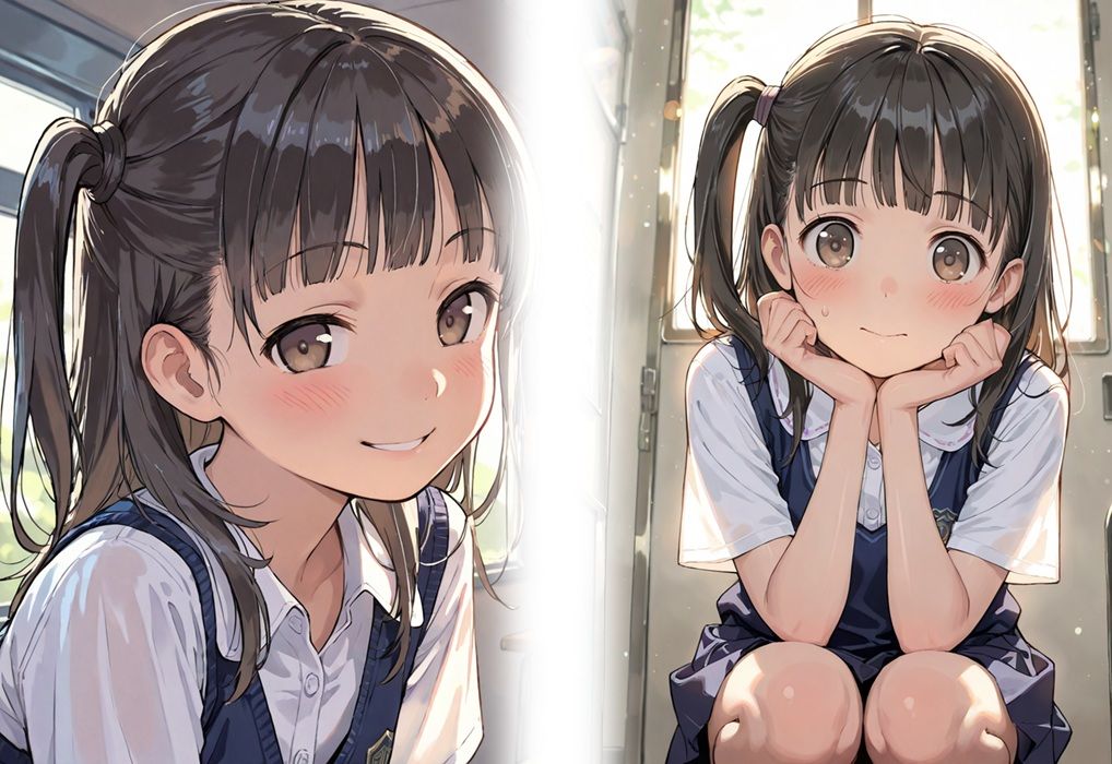 隣の席の小柄なアイドル級ロリ少女に、体育倉庫で膣内に何度も大量射精 妊娠確実プレイ サンプル2ページ目