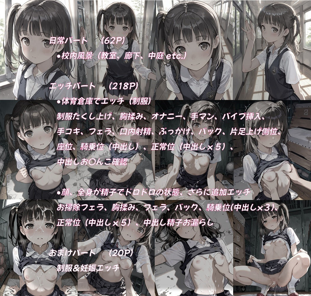 隣の席の小柄なアイドル級ロリ少女に、体育倉庫で膣内に何度も大量射精 妊娠確実プレイ サンプル5ページ目
