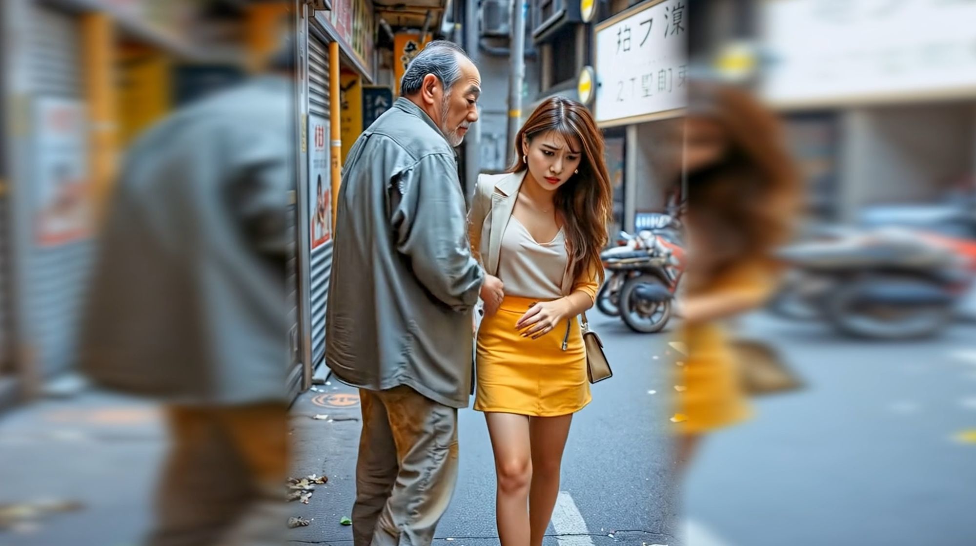妄想 路地裏を歩く女性のスカートをめくる AI生成動画 サンプル3ページ目