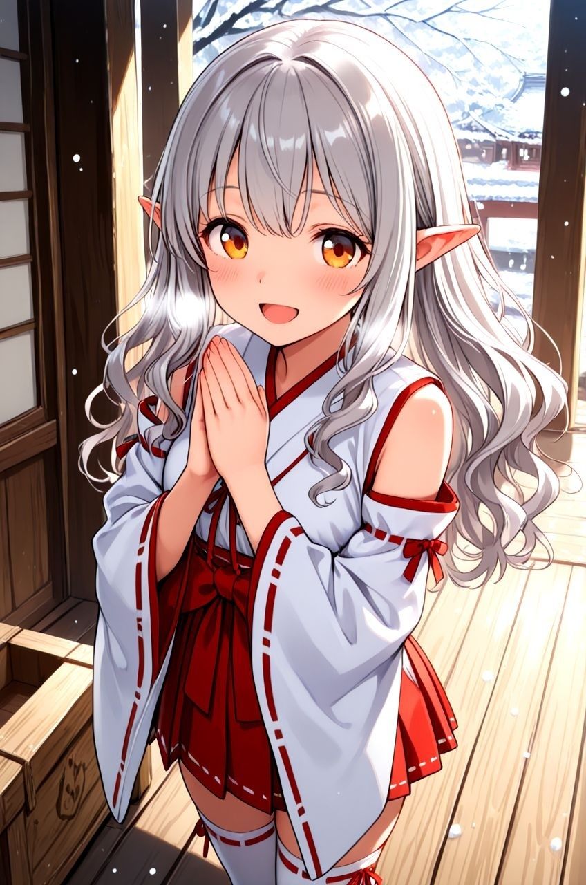 拾ったエルフがいつの間にか俺好みのエロ妻に成長していたお話 巫女服編〜お正月は、巫女さん姿でご奉仕いっぱい〜 サンプル1ページ目