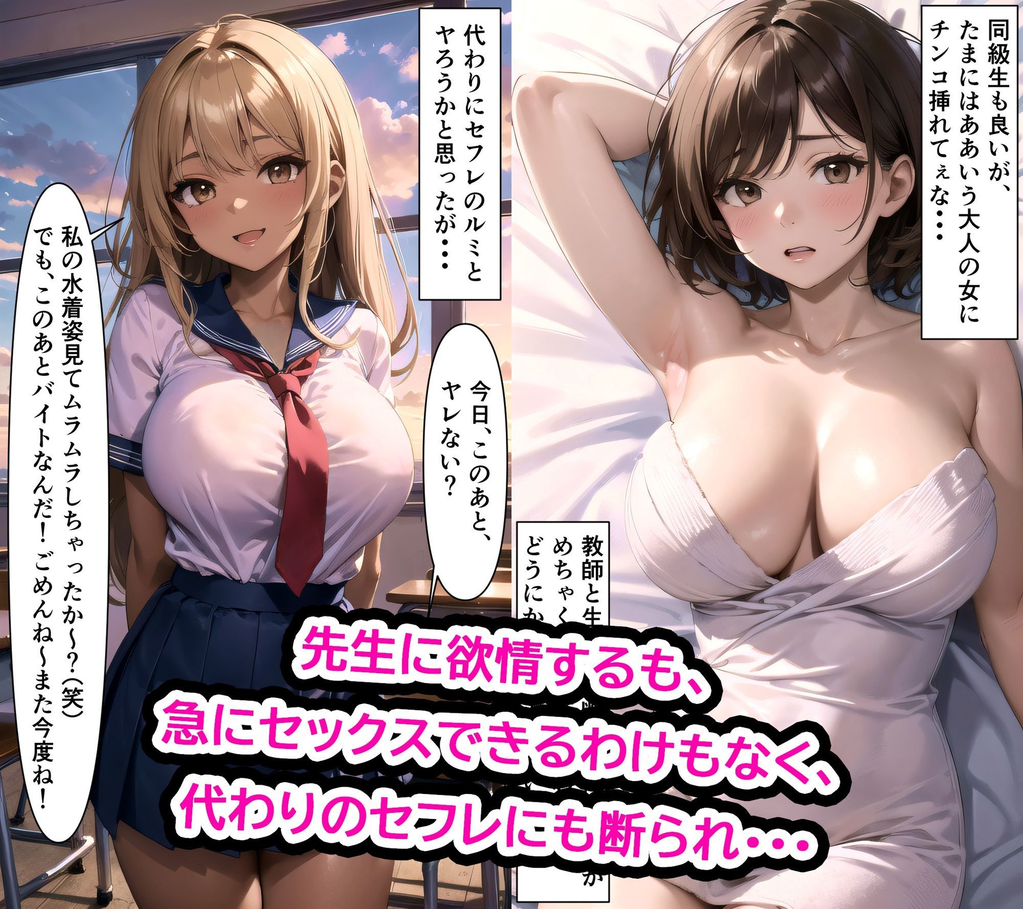 清楚系黒髪ショート巨乳美少女がヤリチンに処女を奪われる話 サンプル2ページ目