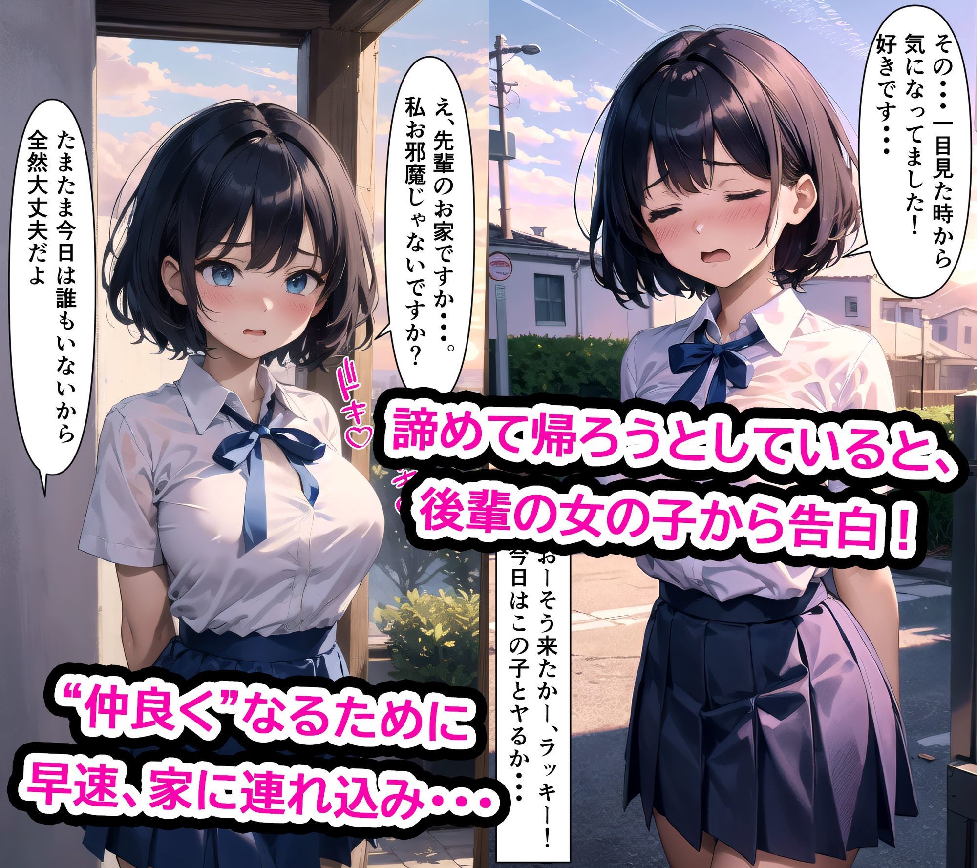 清楚系黒髪ショート巨乳美少女がヤリチンに処女を奪われる話 サンプル3ページ目