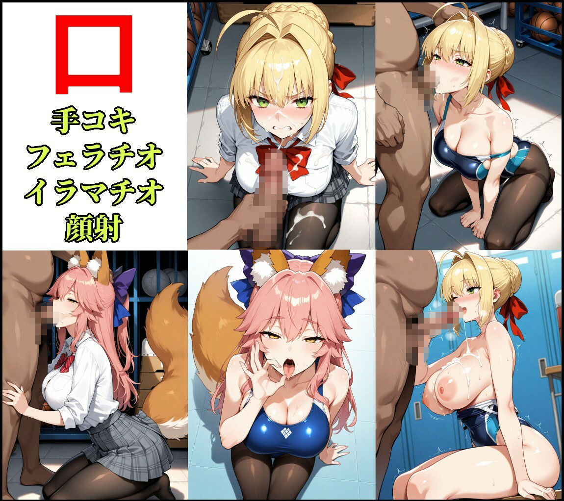 Fate/EXTRAネロ＆玉藻の前  制服＋競泳水着CG集 サンプル4ページ目