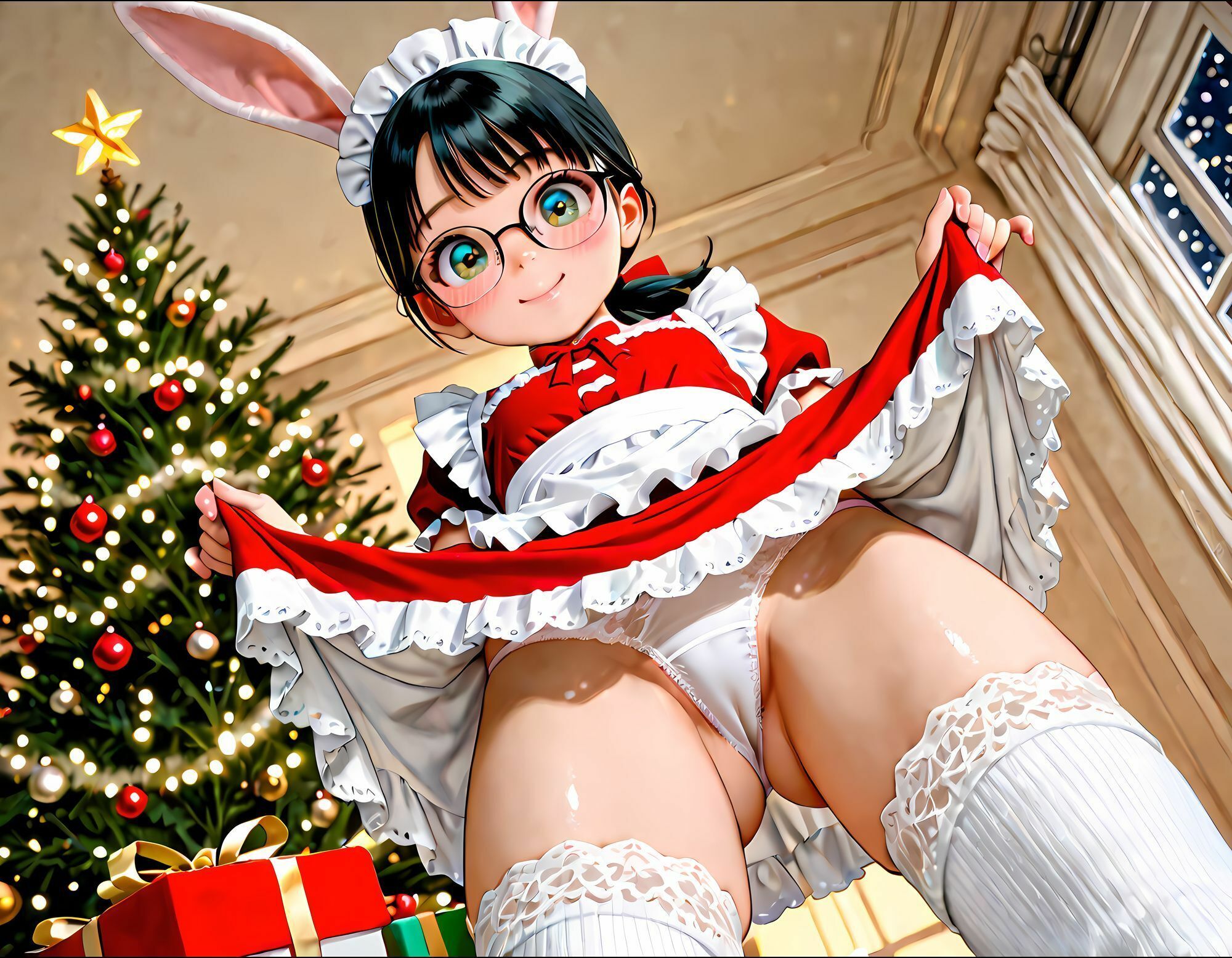 【おまけ動画付き】うさ耳娘たちのクリスマスメイドコスプレ  CGイラスト集・おまけ動画 サンプル2ページ目
