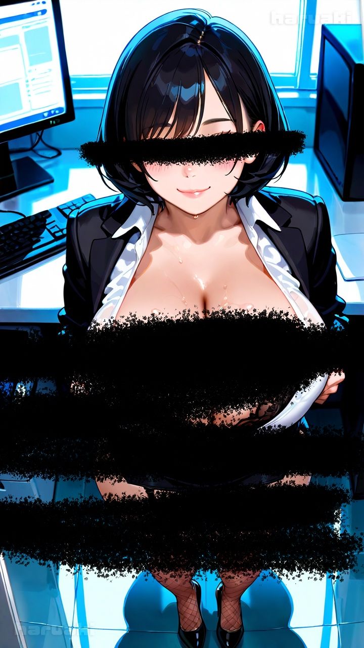 【AIアニメ巨乳美女写真集】Vol.2仕事前にすっきりさせてくれる黒髪秘書_再掲 サンプル1ページ目