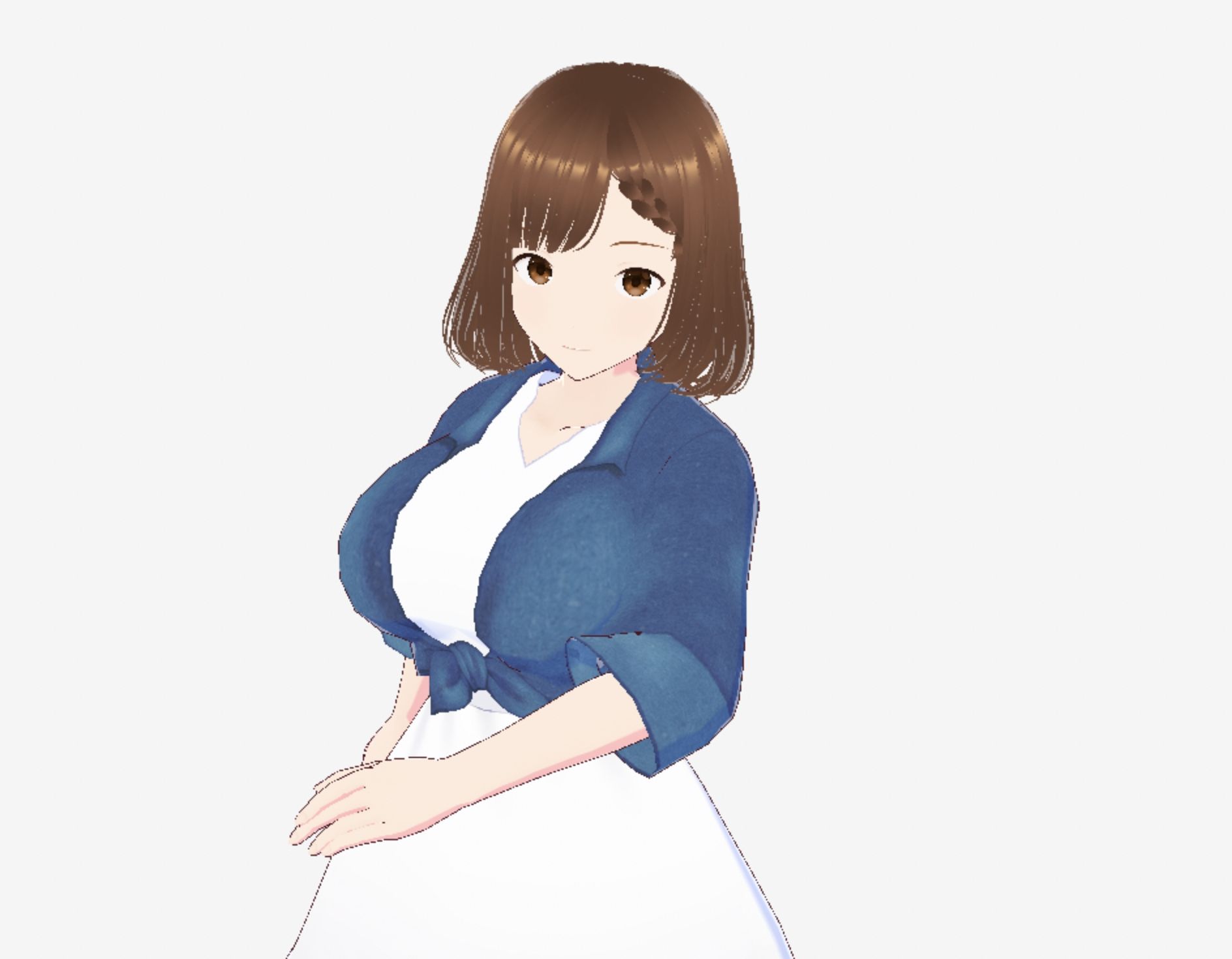 白いワンピースにデニムを羽織ったデートファッションのお姉さん（セリフなし  3DCGモデル  イラスト集） サンプル1ページ目