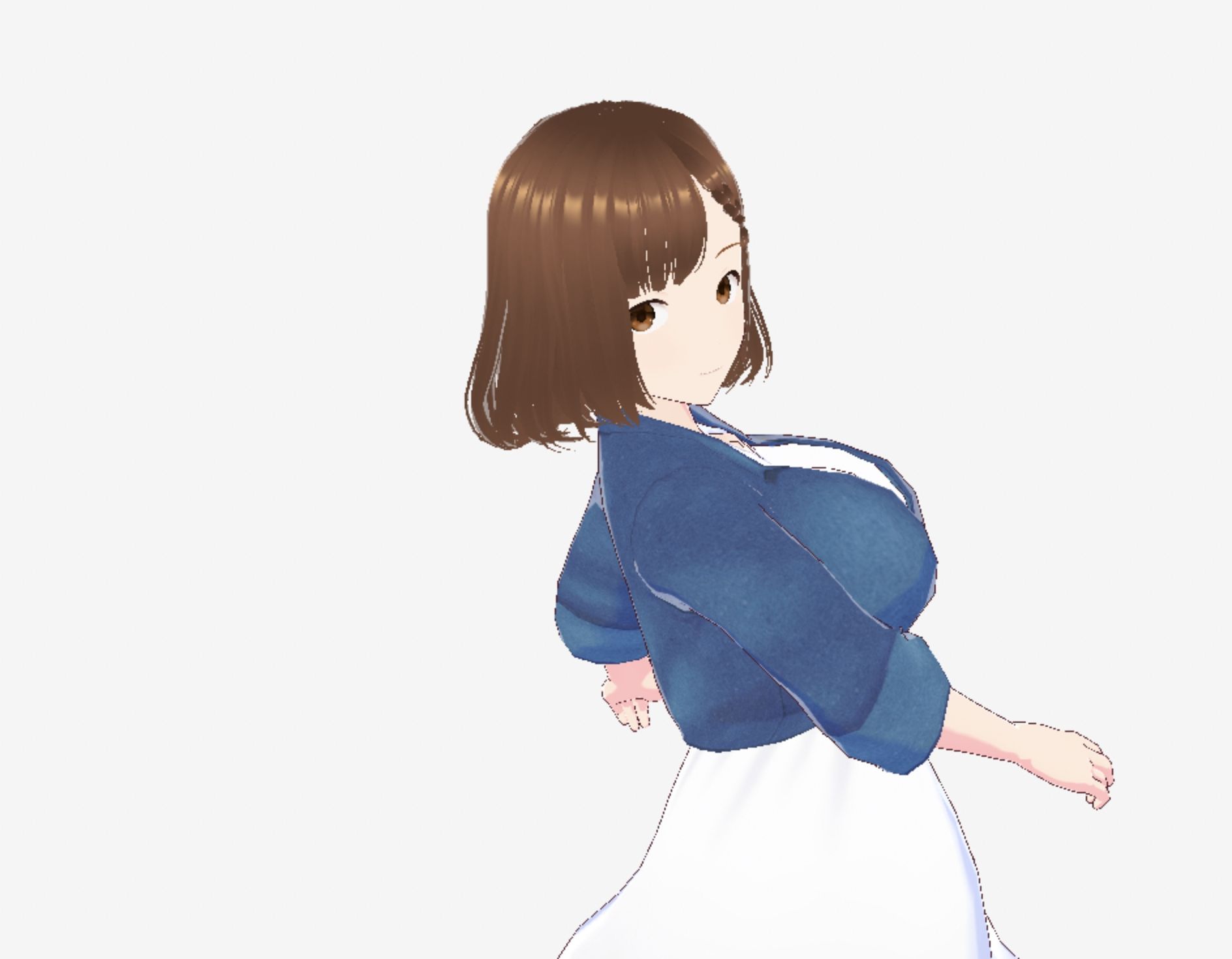 白いワンピースにデニムを羽織ったデートファッションのお姉さん（セリフなし  3DCGモデル  イラスト集） サンプル2ページ目