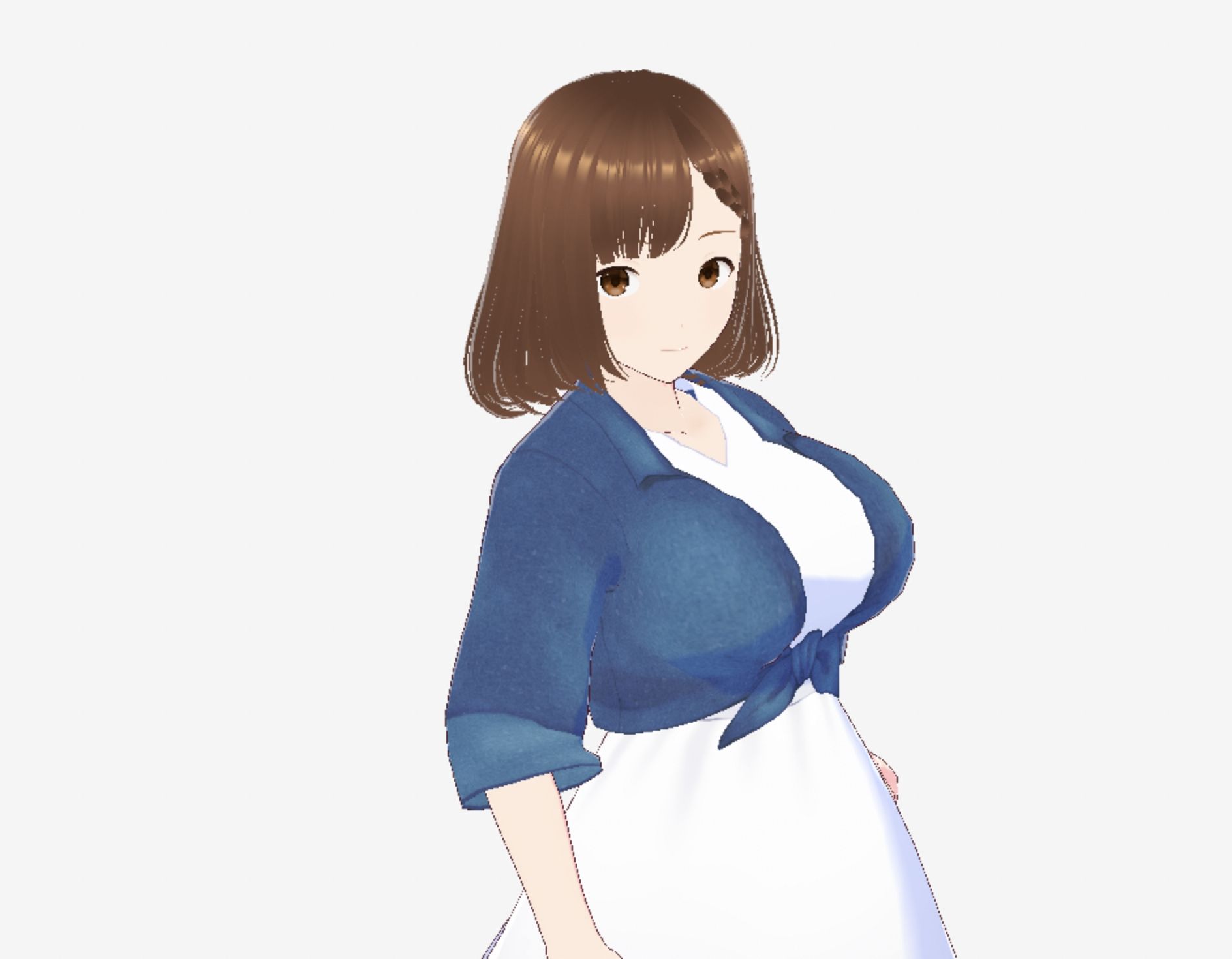 白いワンピースにデニムを羽織ったデートファッションのお姉さん（セリフなし  3DCGモデル  イラスト集） サンプル3ページ目