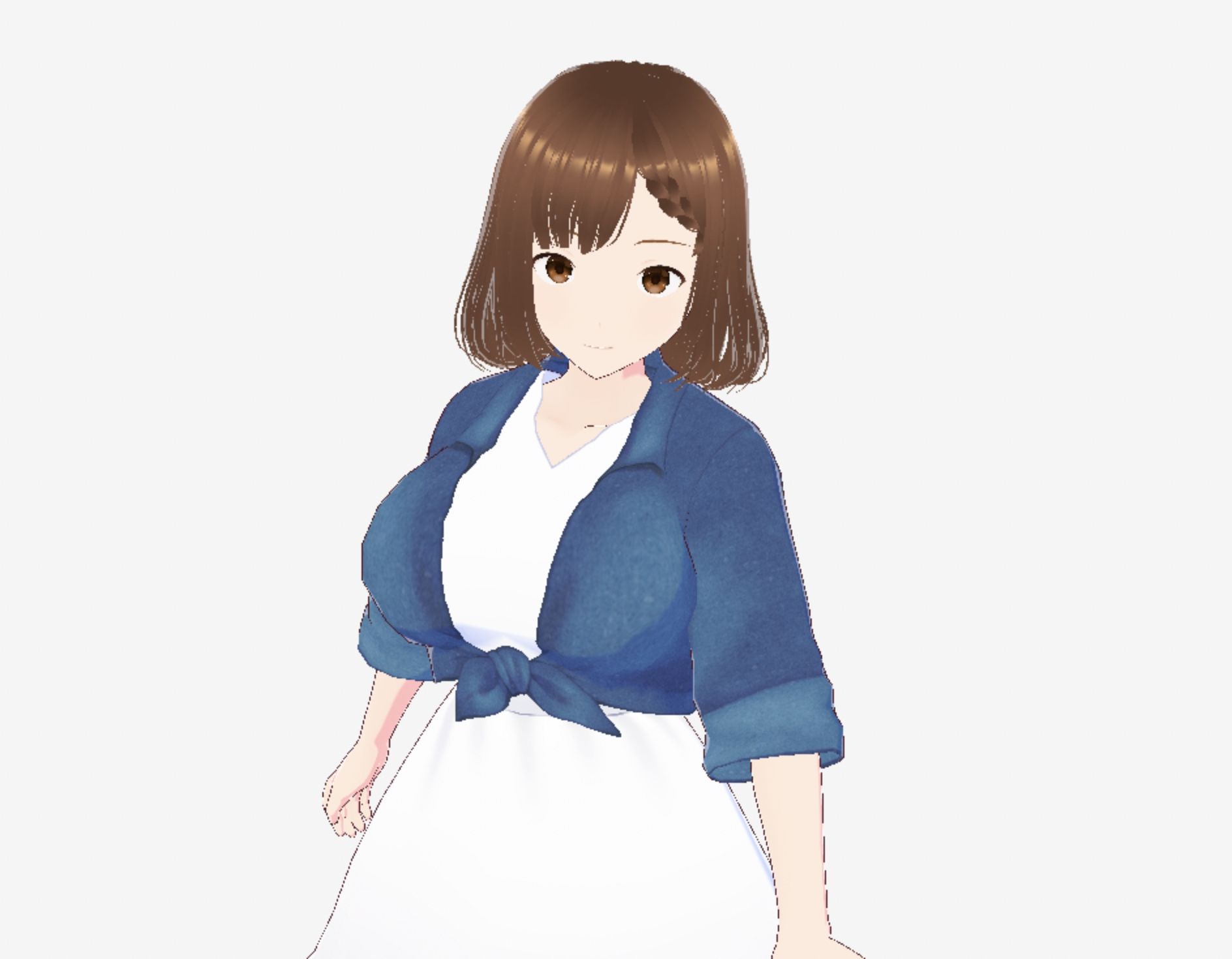 白いワンピースにデニムを羽織ったデートファッションのお姉さん（セリフなし  3DCGモデル  イラスト集） サンプル4ページ目