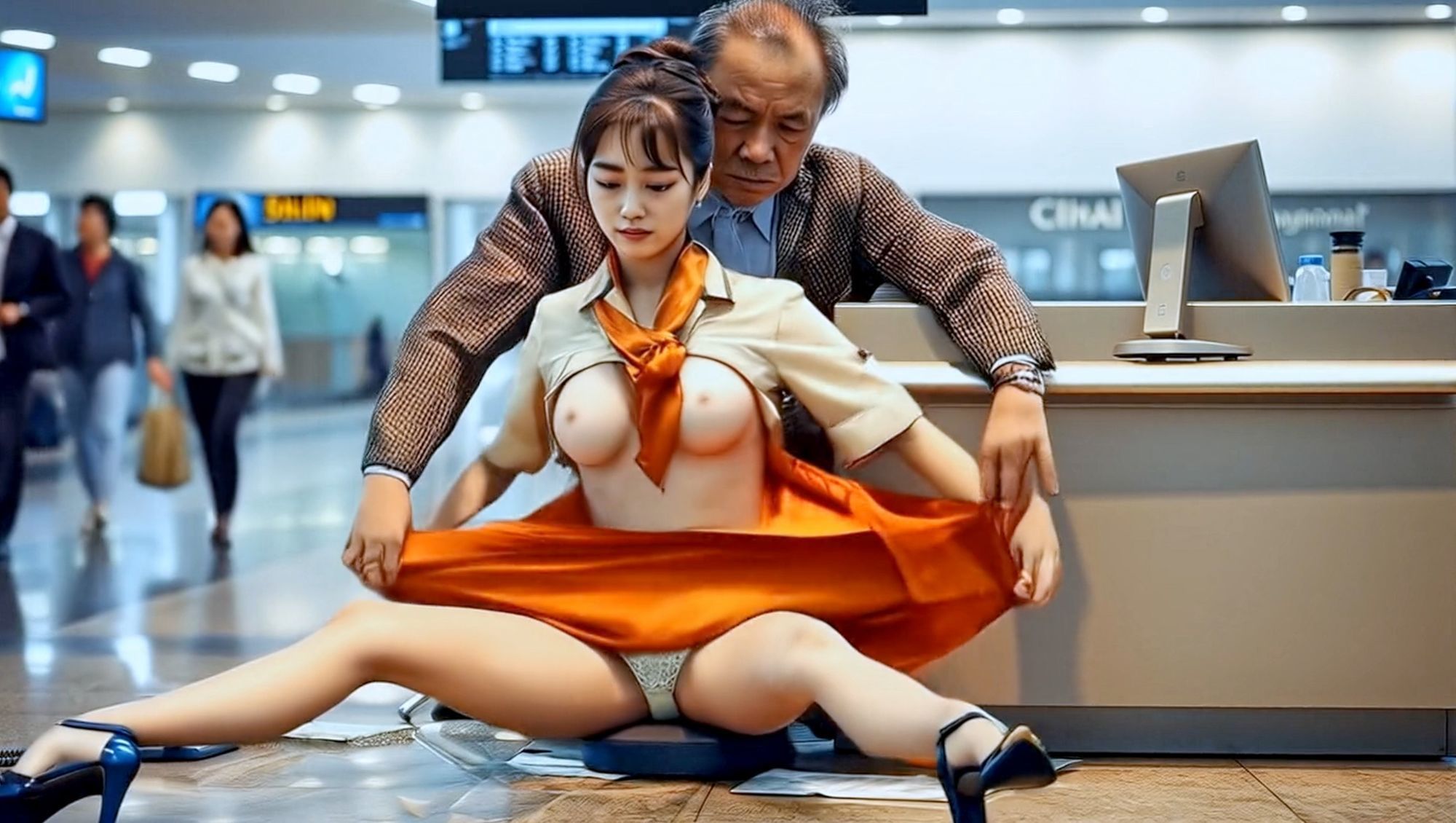 妄想 CA 空港グランドスタッフが狙われている AI生成動画 サンプル4ページ目