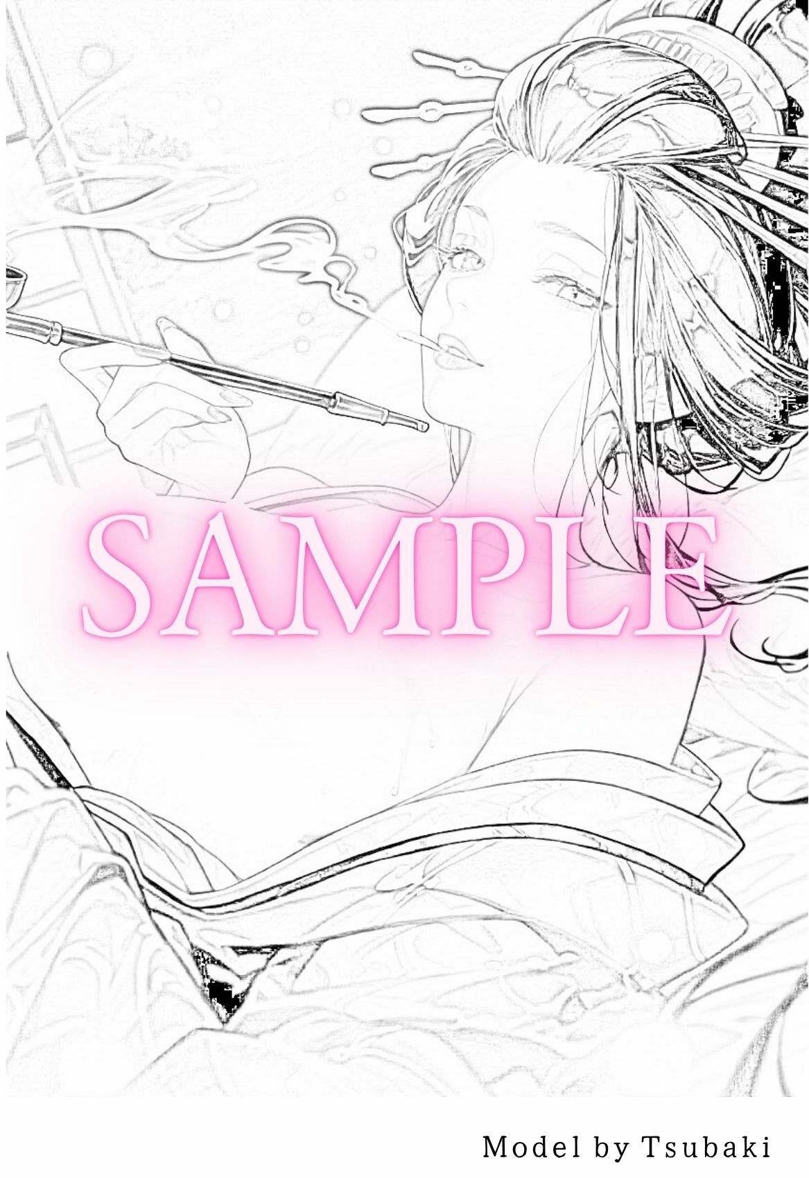 【R18版】花魁ぬり絵 1 サンプル2ページ目