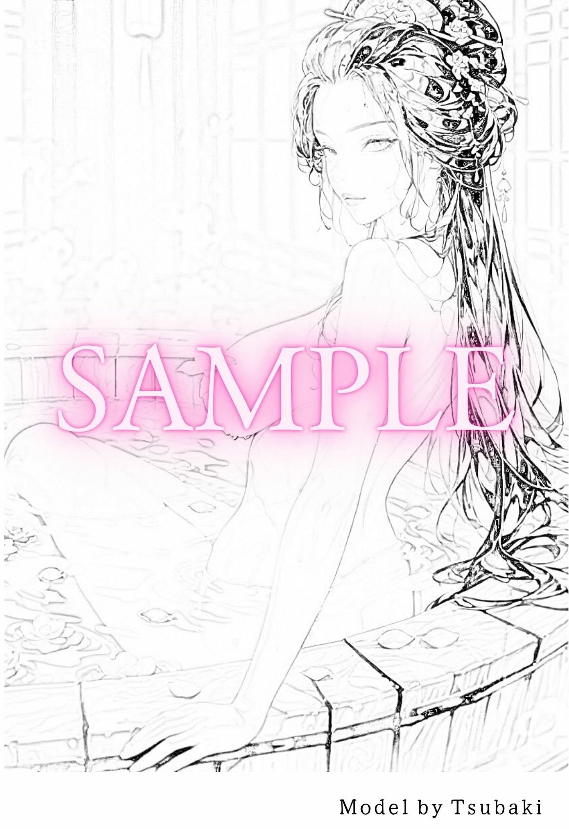 【R18版】花魁ぬり絵 1 サンプル3ページ目
