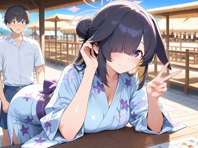 ツクヨと温泉デートえっち（はーと） サンプル1ページ目