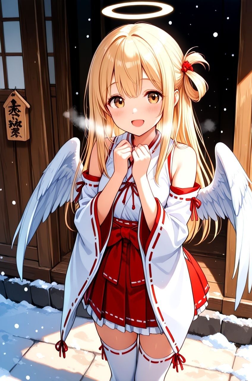 拾った美少女天使にエッチなこと教えたらドハマりしちゃって いつまでも天界に帰れるのに帰らないお話 巫女服編 サンプル1ページ目