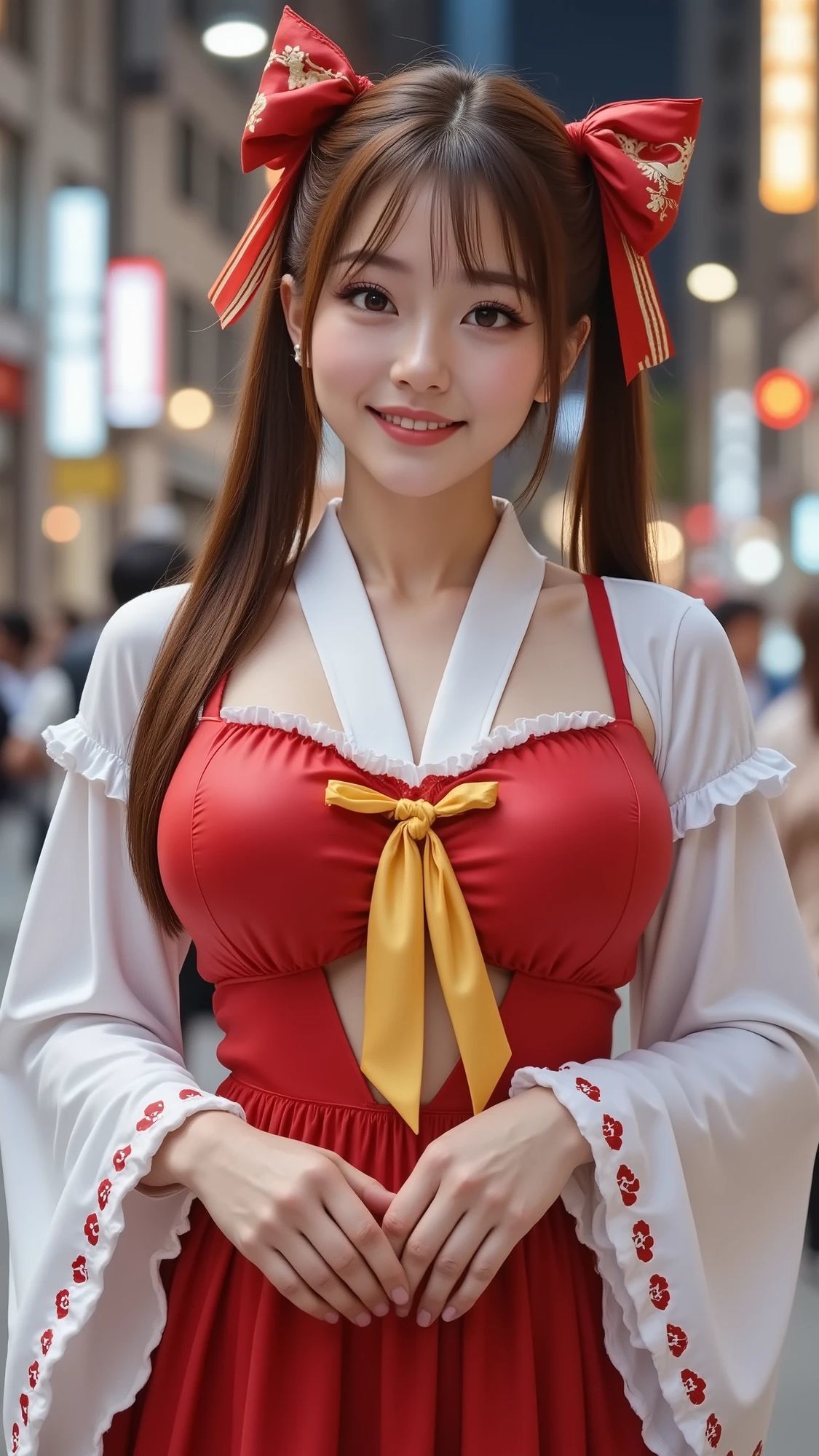 【AI写真集/Flux】清楚な巫女の禁断の祈り〜はだける紅白装束と秘められた素肌〜禁断のトップレス20枚超収録  高画質Flux65ページ サンプル1ページ目