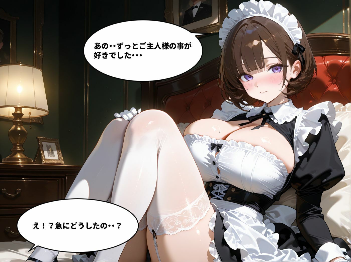 あまあまな巨乳メイドと一晩中ラブラブセックス サンプル2ページ目
