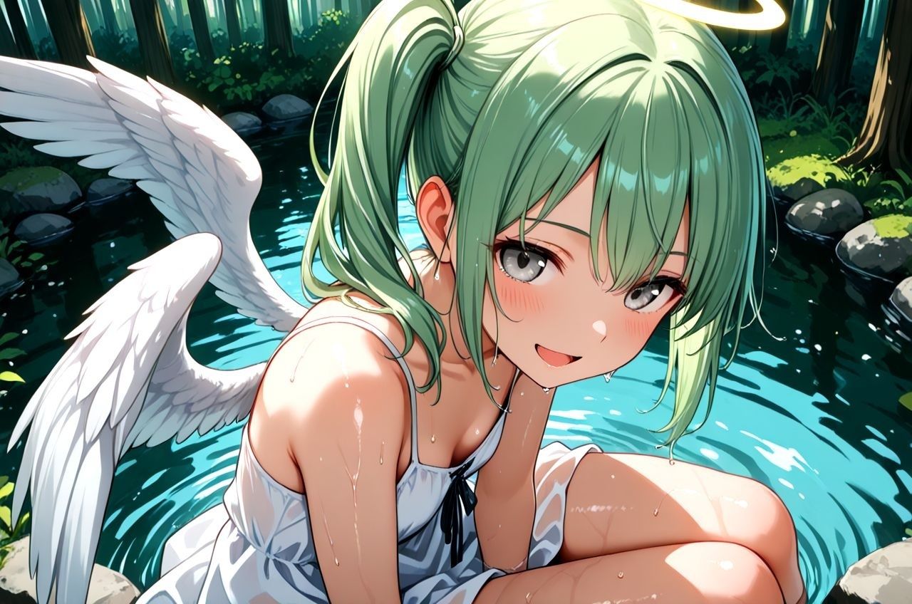 拾った美少女天使にエッチなこと教えたらドハマりしちゃっていつまでも天界に帰れるのに帰らない話4 水浴び編 サンプル1ページ目