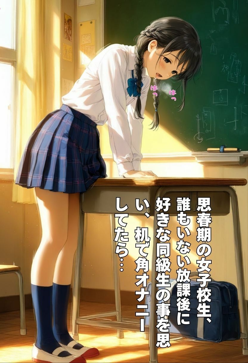 放課後の教室で角オナニーしてたらバレちゃった女子校生。思春期セックス サンプル1ページ目