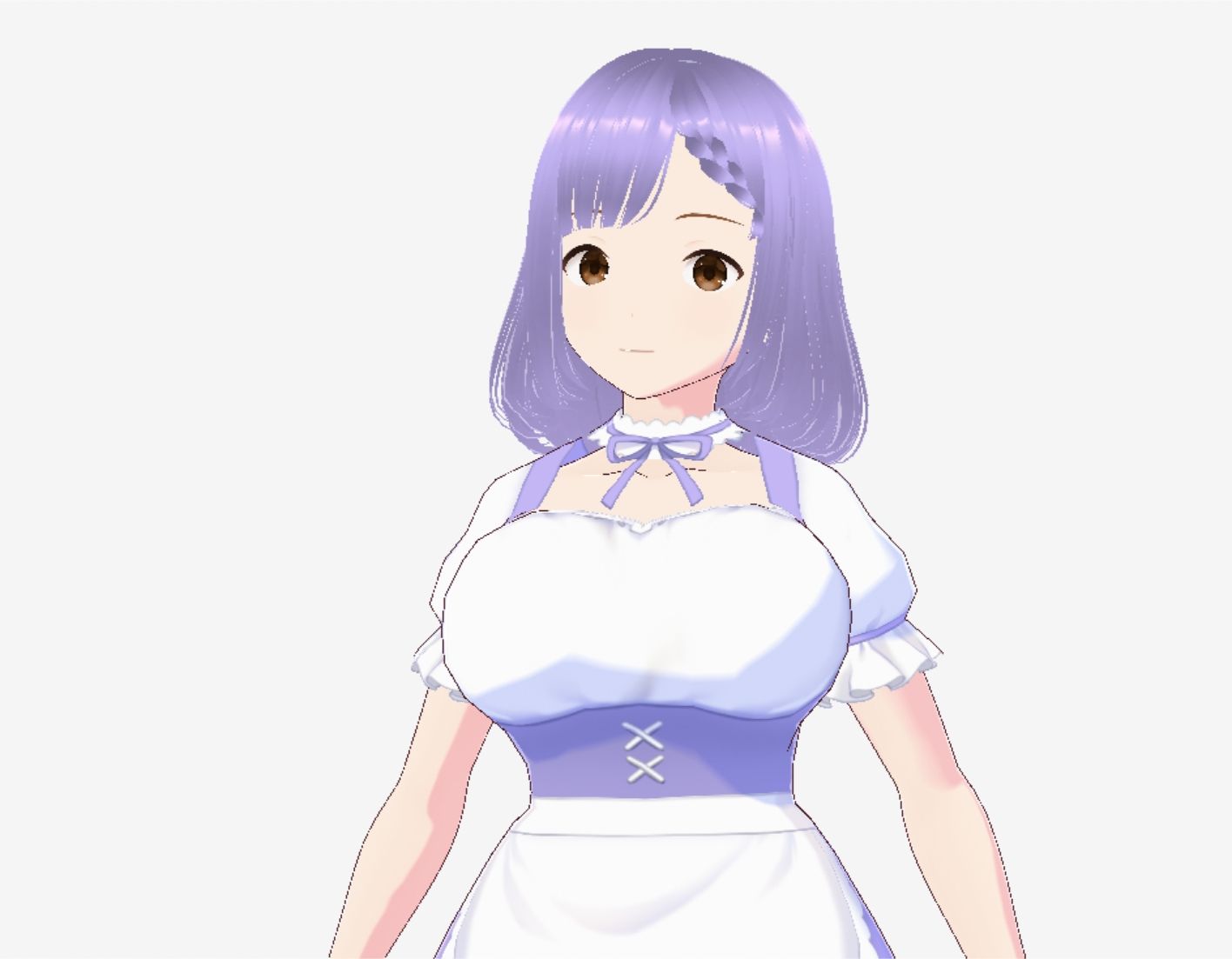 パープルヘアのメイド服のお姉さん（セリフなし  3DCGモデル  イラスト集） サンプル5ページ目