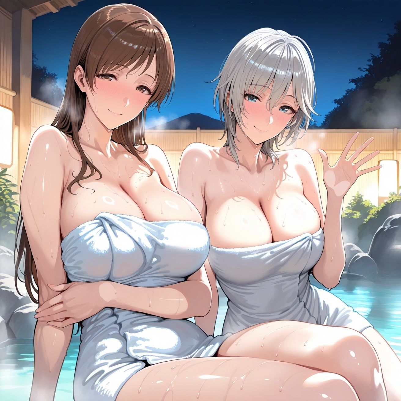 新○美○＆アナ○タシアin温泉 サンプル1ページ目