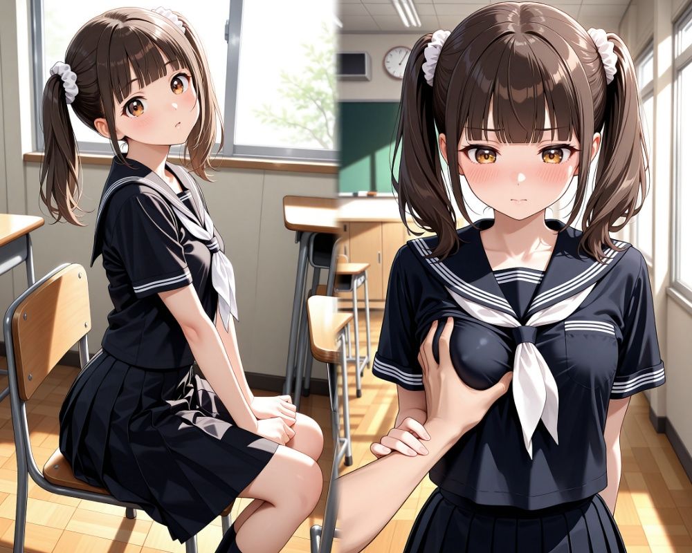 ツインテールちゃんの黒セーラー服 サンプル1ページ目