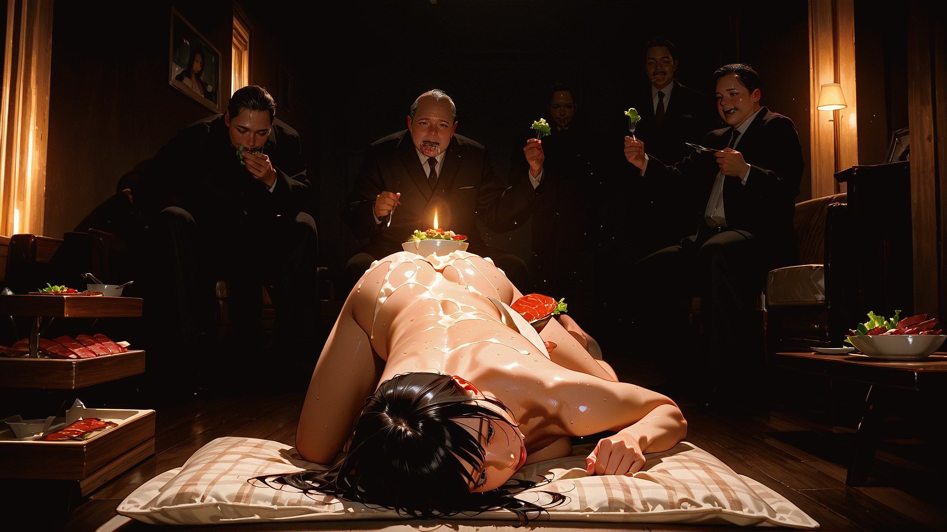 堕楽の饗宴 ― 酒池肉林の女体盛り、背徳の供物 サンプル9ページ目