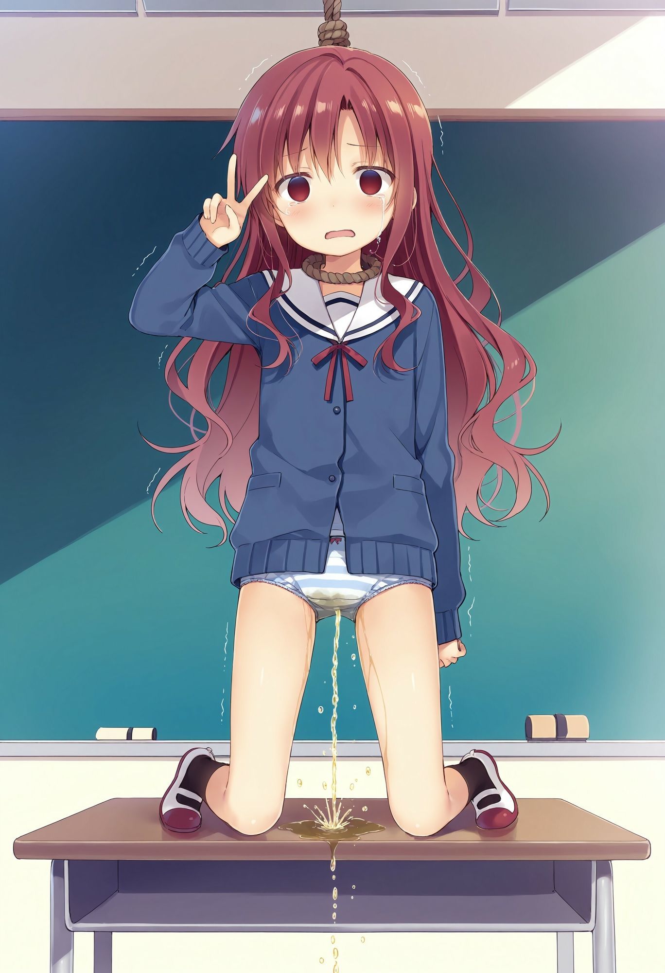 委員長を首吊りでお漏らしさせる サンプル1ページ目