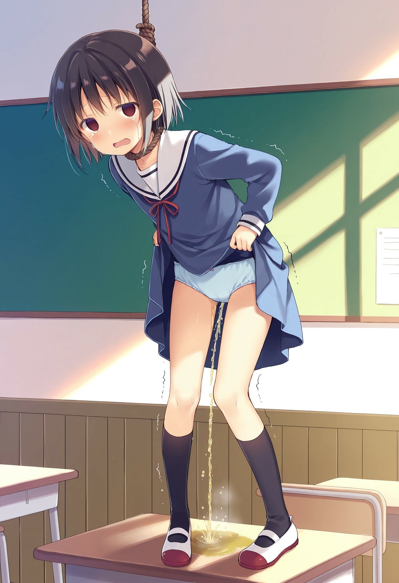 委員長を首吊りでお漏らしさせる サンプル3ページ目
