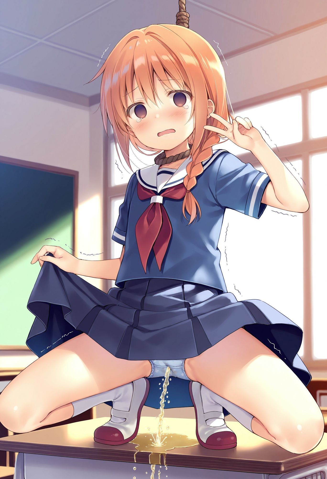 委員長を首吊りでお漏らしさせる サンプル4ページ目