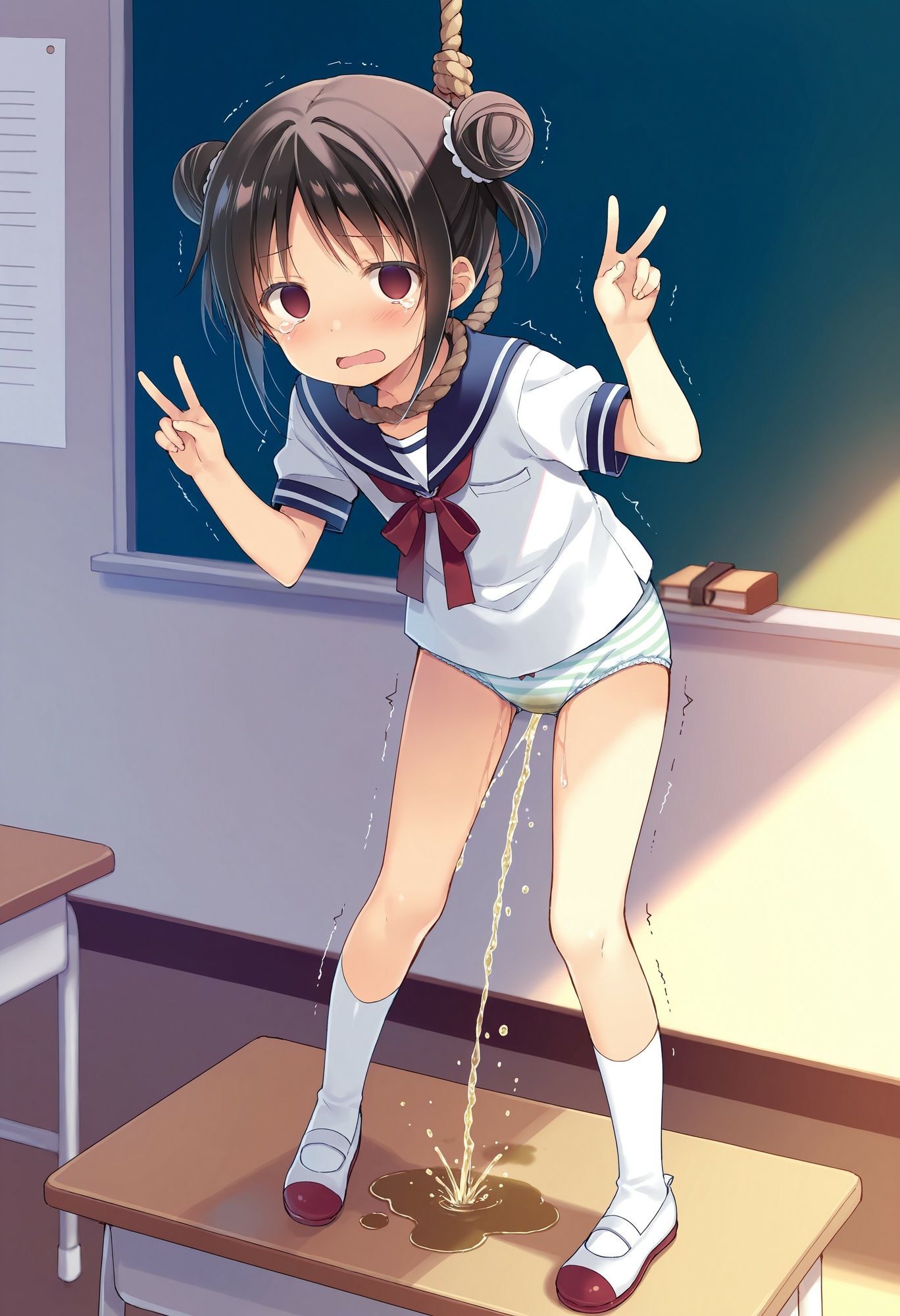委員長を首吊りでお漏らしさせる サンプル6ページ目