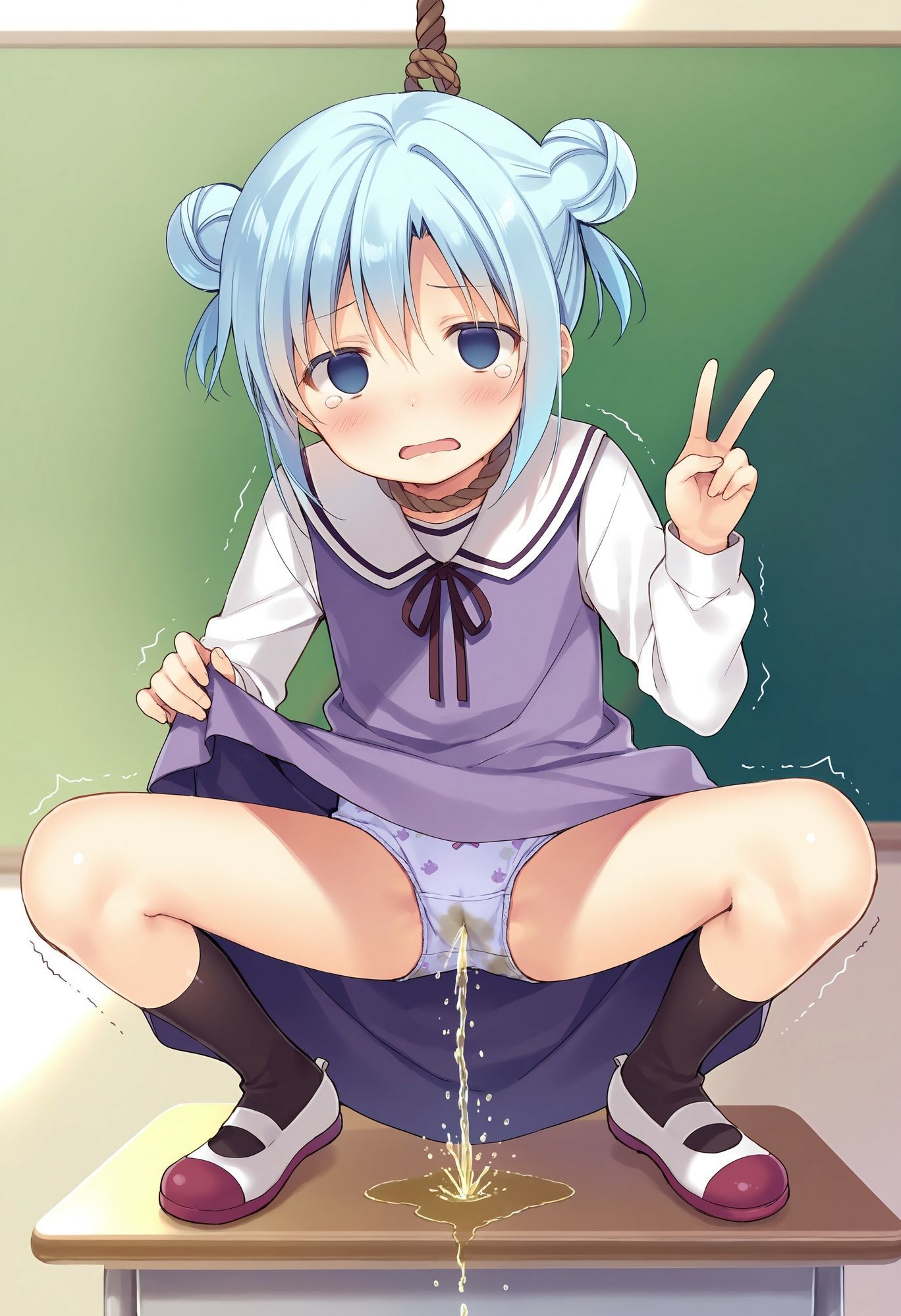委員長を首吊りでお漏らしさせる サンプル7ページ目