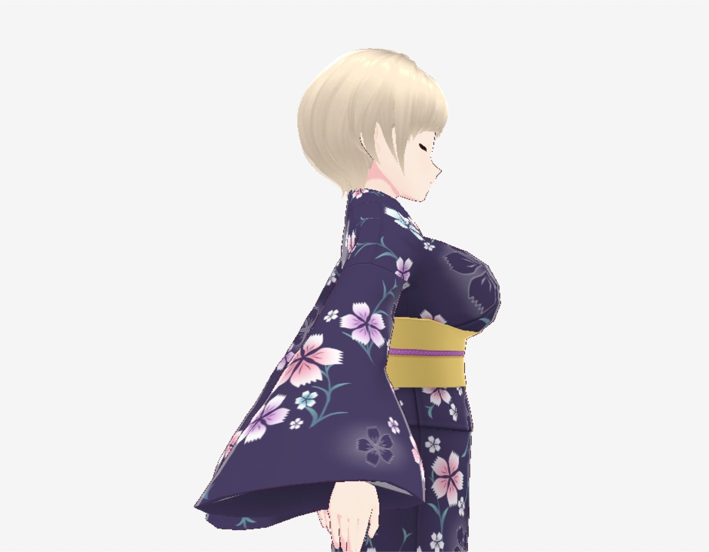 ショートヘアの浴衣のお姉さん（セリフなし  3DCGモデル  イラスト集） サンプル1ページ目