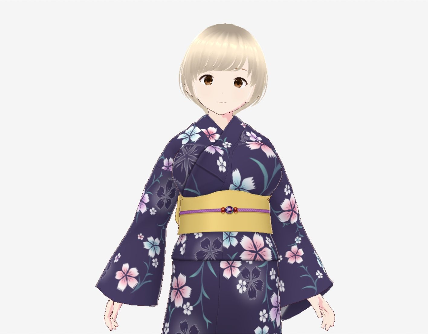 ショートヘアの浴衣のお姉さん（セリフなし  3DCGモデル  イラスト集） サンプル2ページ目