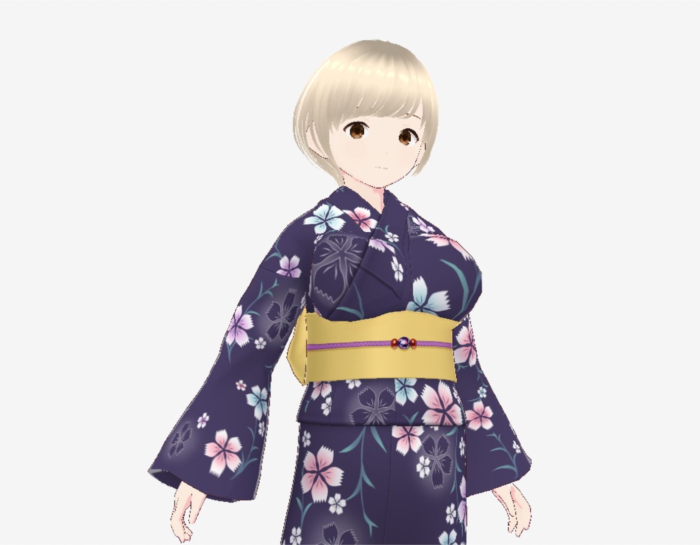ショートヘアの浴衣のお姉さん（セリフなし  3DCGモデル  イラスト集） サンプル3ページ目